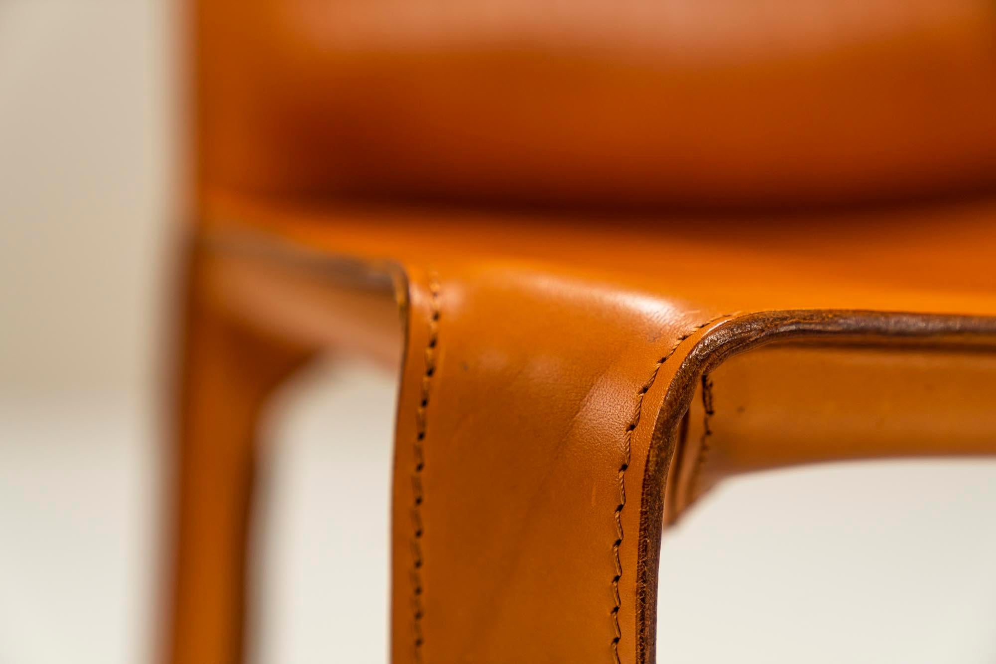Set of 4 'CAB' Chairs in Cognac Leather by Mario Bellini for Cassina, Italy 1977 7
