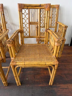 Ensemble de 4 fauteuils en bambou et rotin du milieu du siècle, Calif-Asia et Cartel