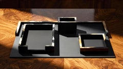 4er-Set Calipso Büro-Set in Tosca-Leder, Holz und dunklem Horn von Arcahorn