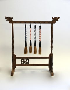 Set of 4 Calligraphy Brushes Red Blue and White