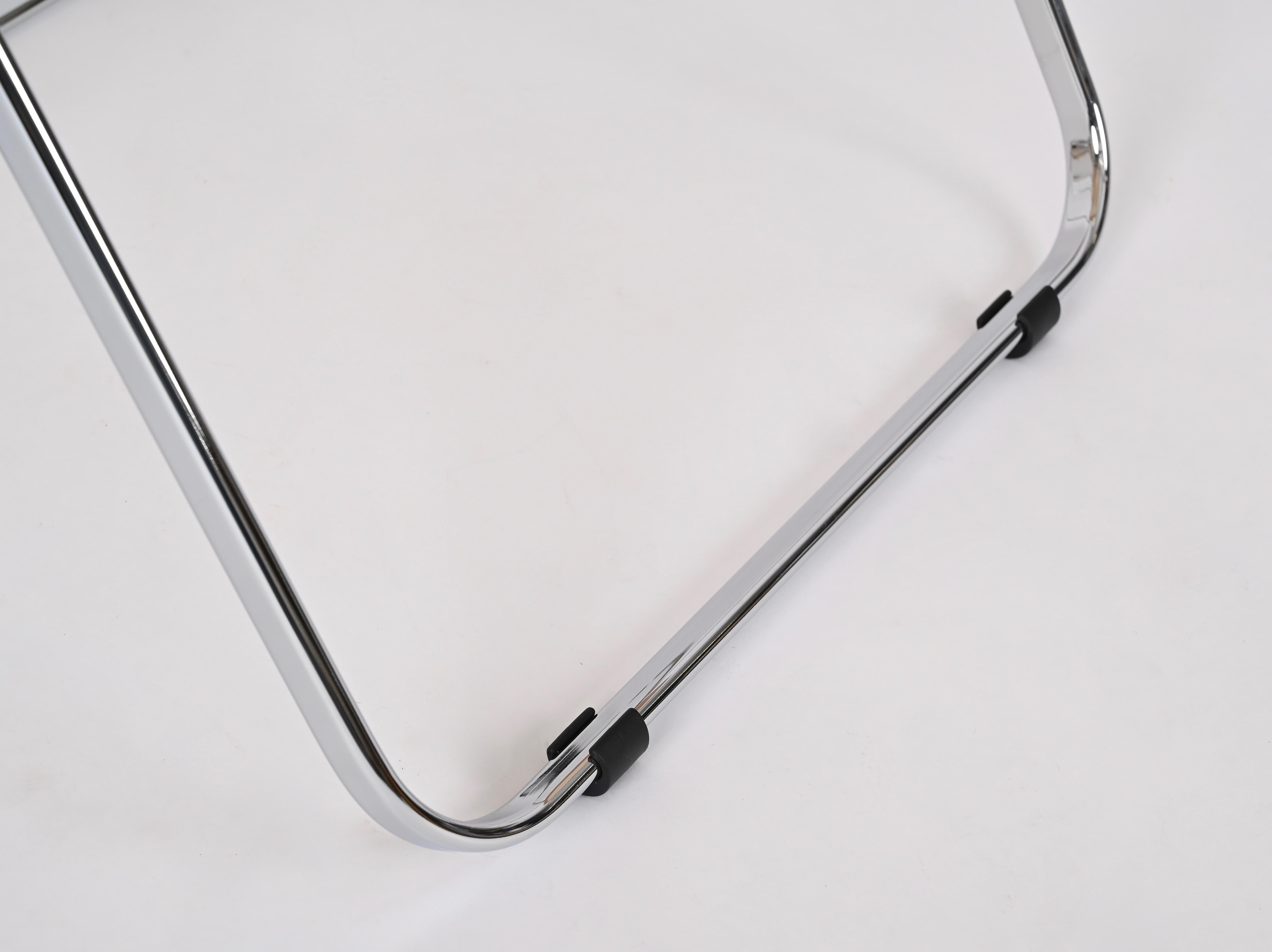 Ensemble de 4 chaises italiennes « Plia » en rotin et chrome, Piretti pour Castelli, 1970 en vente 6