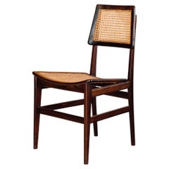 Set of 4 Cane and Rosewood Side Chairs by Joaquim Tenreiro, 1960