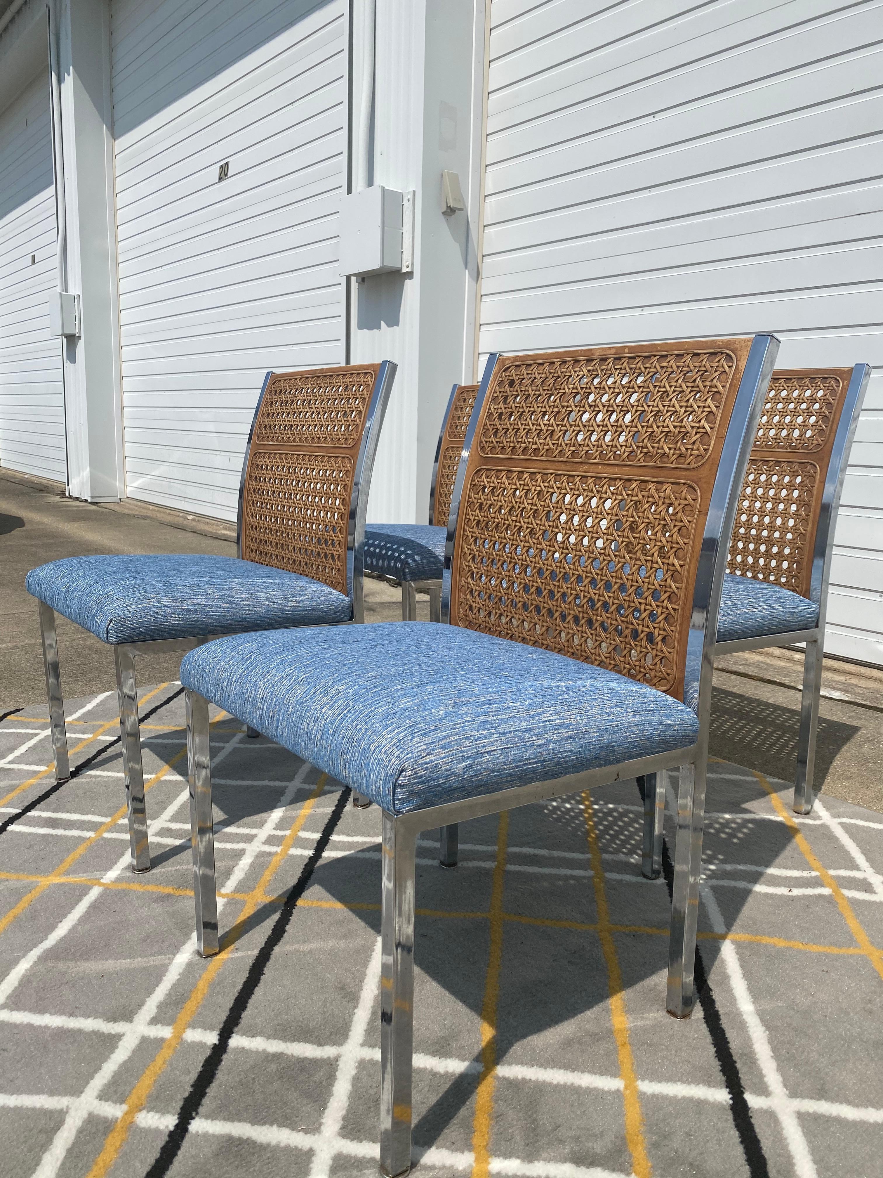 Set of 4 Cane Back Dining Chairs with Metal Frames 2