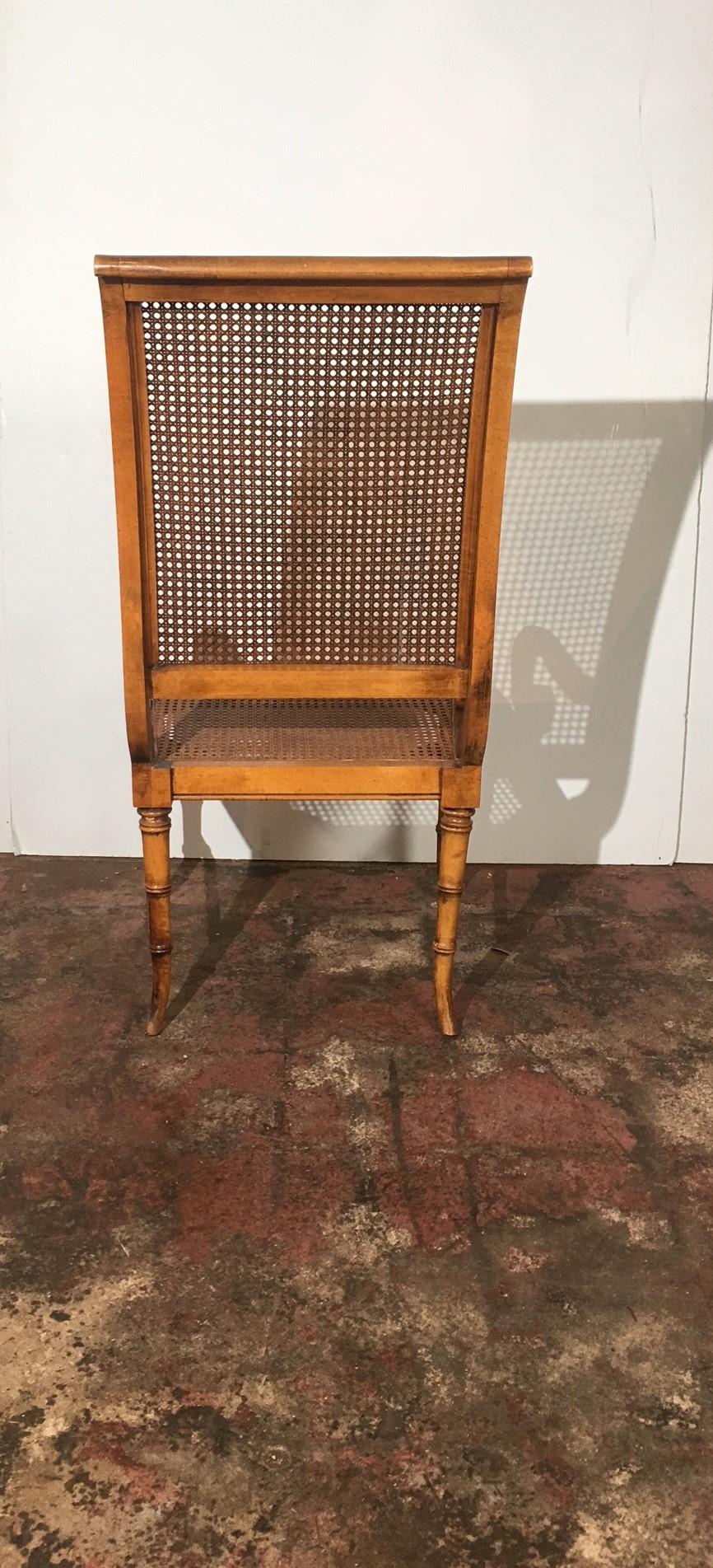 American Set of 4 Cane Dining Chairs For Sale