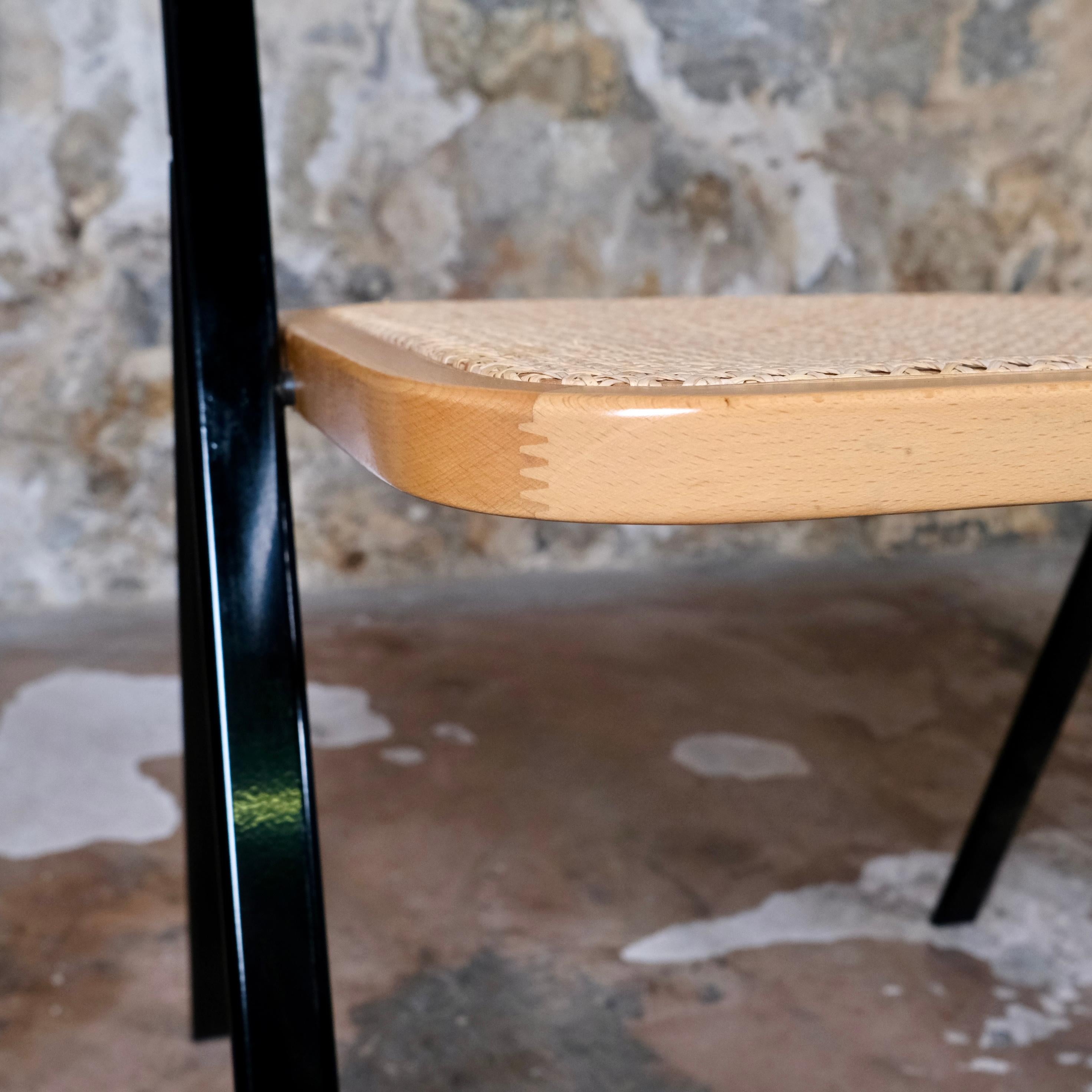 Ensemble de 4 chaises pliantes en canne de Giorgio Cattelan pour Cidue, Italie, 1970 en vente 3