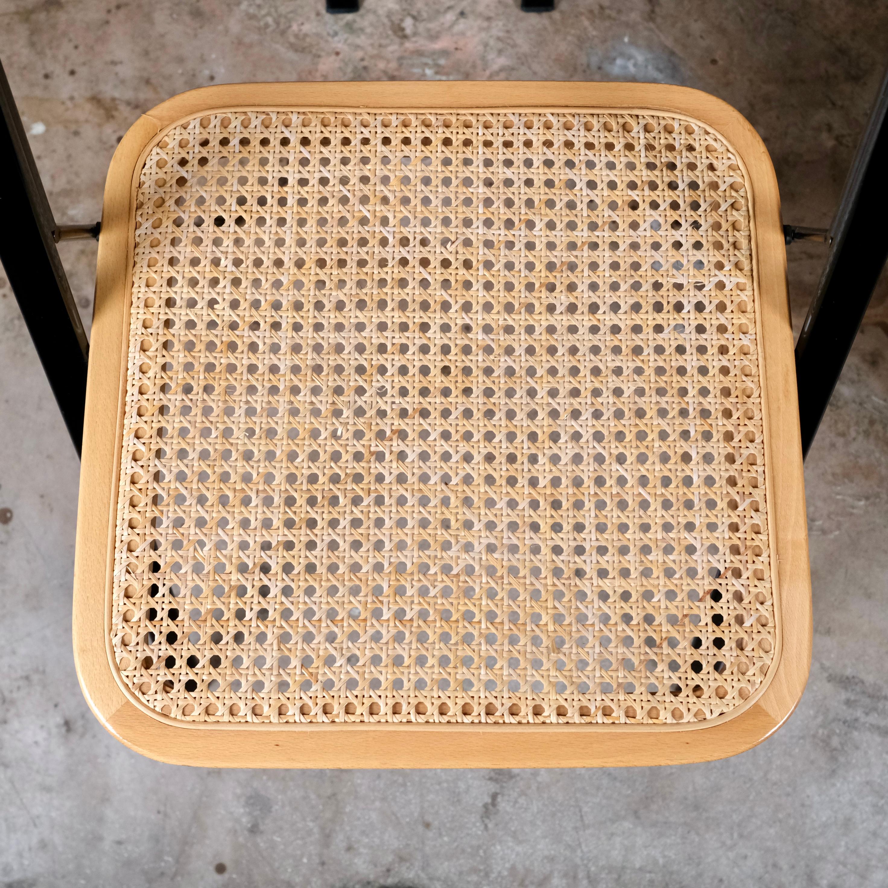 Ensemble de 4 chaises pliantes en canne de Giorgio Cattelan pour Cidue, Italie, 1970 en vente 4