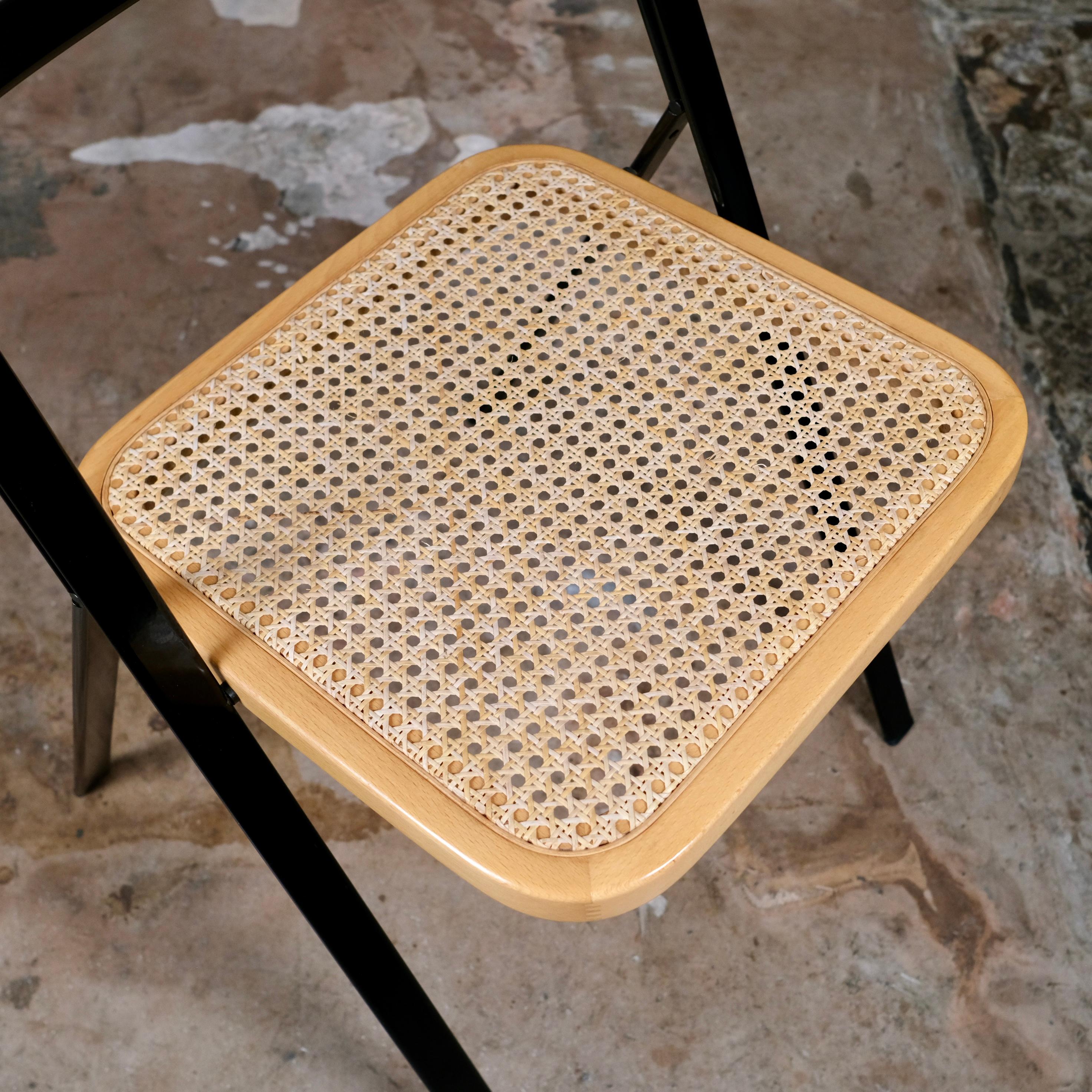 Ensemble de 4 chaises pliantes en canne de Giorgio Cattelan pour Cidue, Italie, 1970 en vente 6