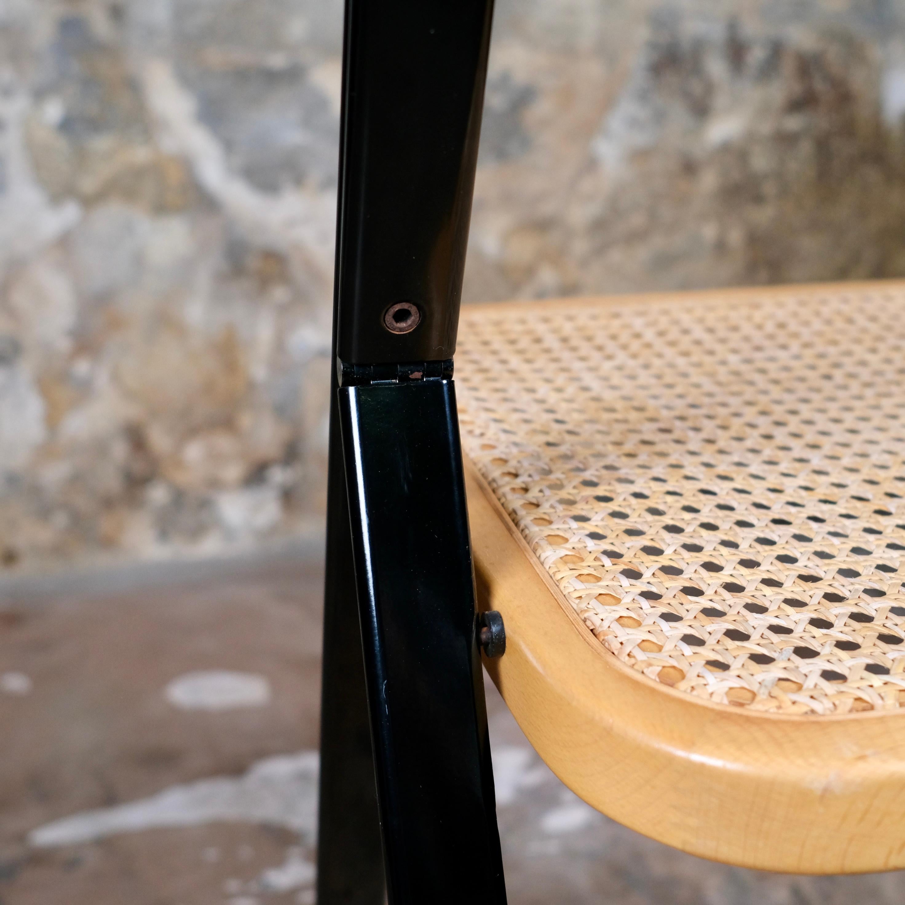Ensemble de 4 chaises pliantes en canne de Giorgio Cattelan pour Cidue, Italie, 1970 en vente 8