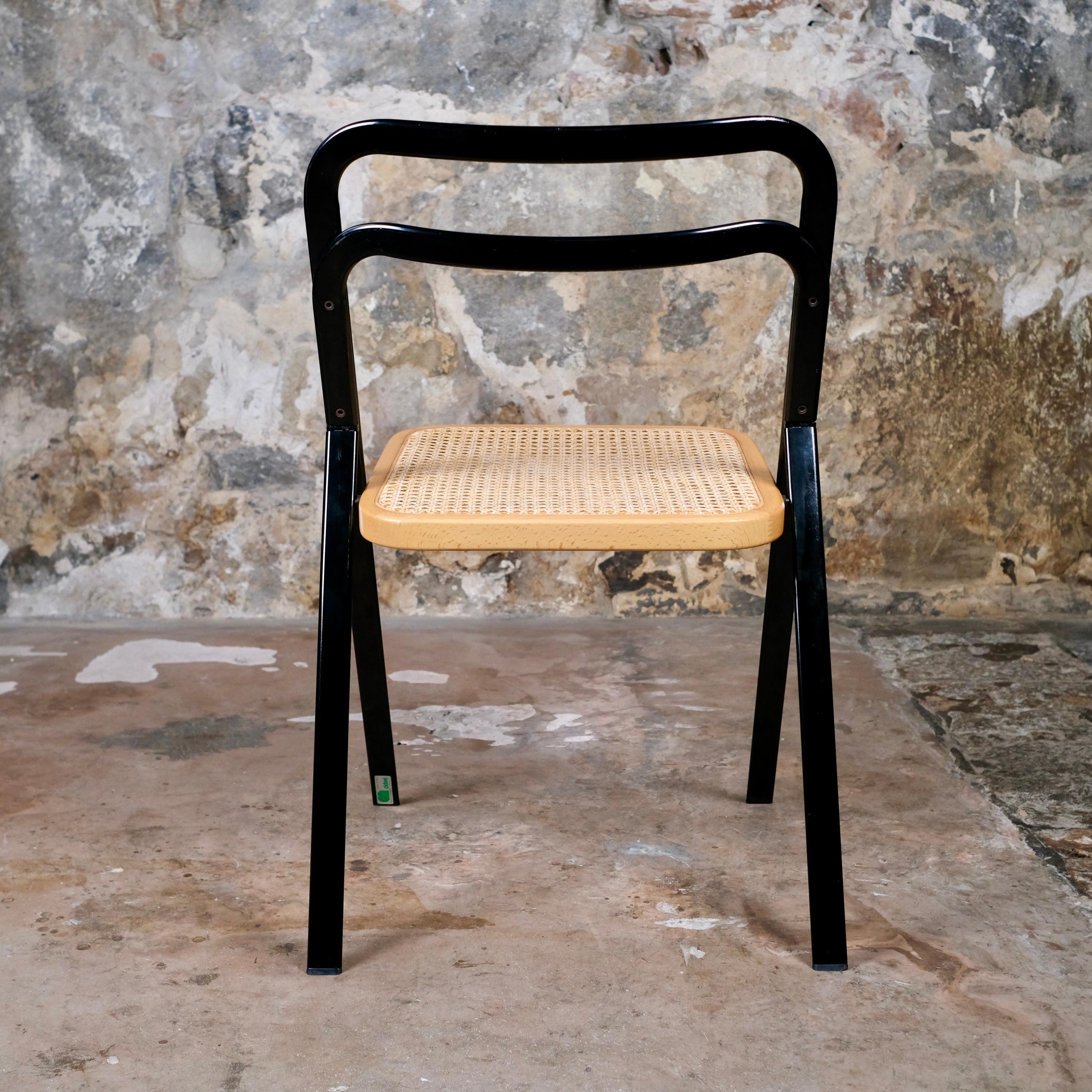 Ensemble de 4 chaises pliantes en canne de Giorgio Cattelan pour Cidue, Italie, 1970 en vente 2