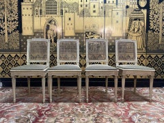 Set of 4 caned Louis XVI style chairs Jean Mocque