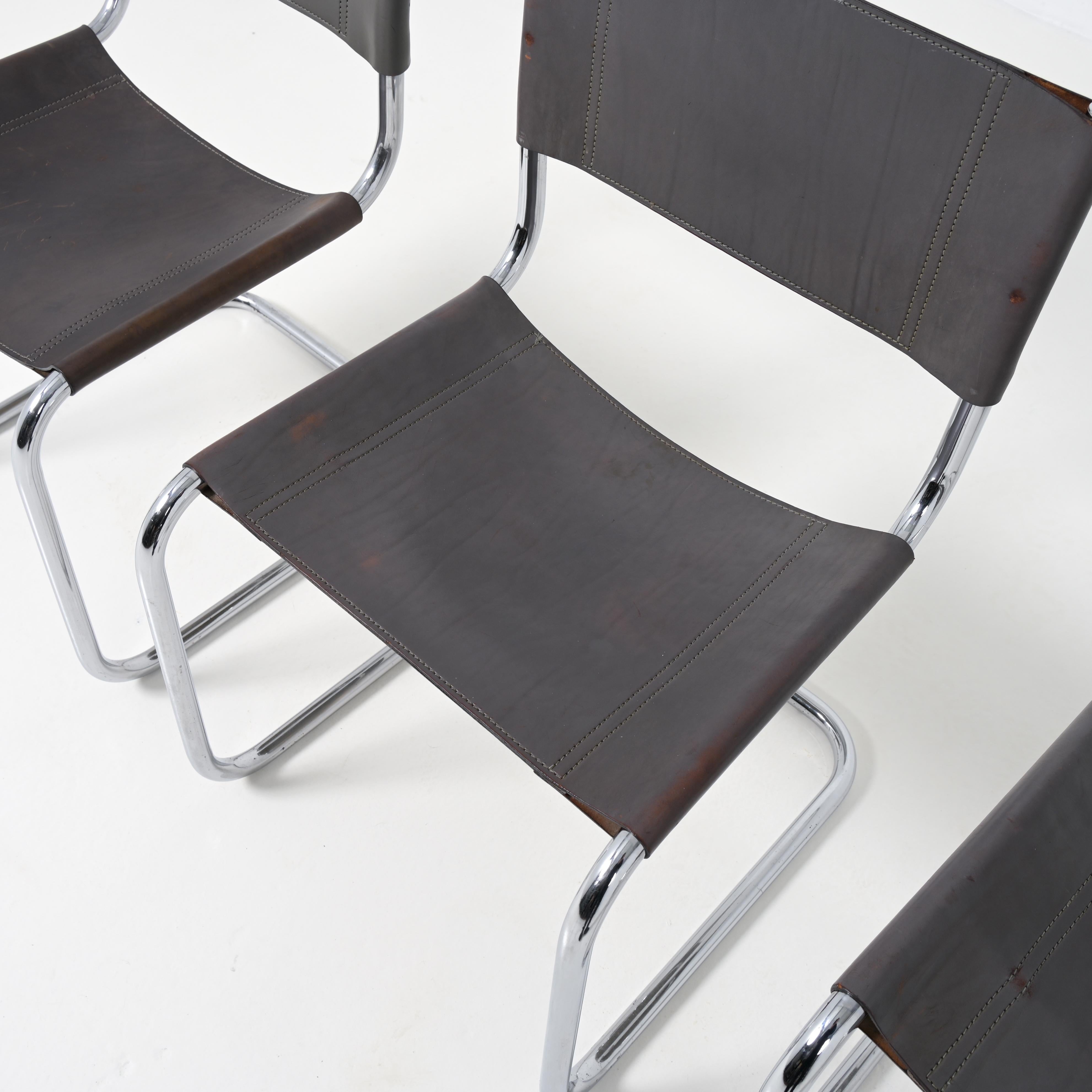 Set of 4 Cantilever Chairs by Mart Stam for Fasem For Sale 3