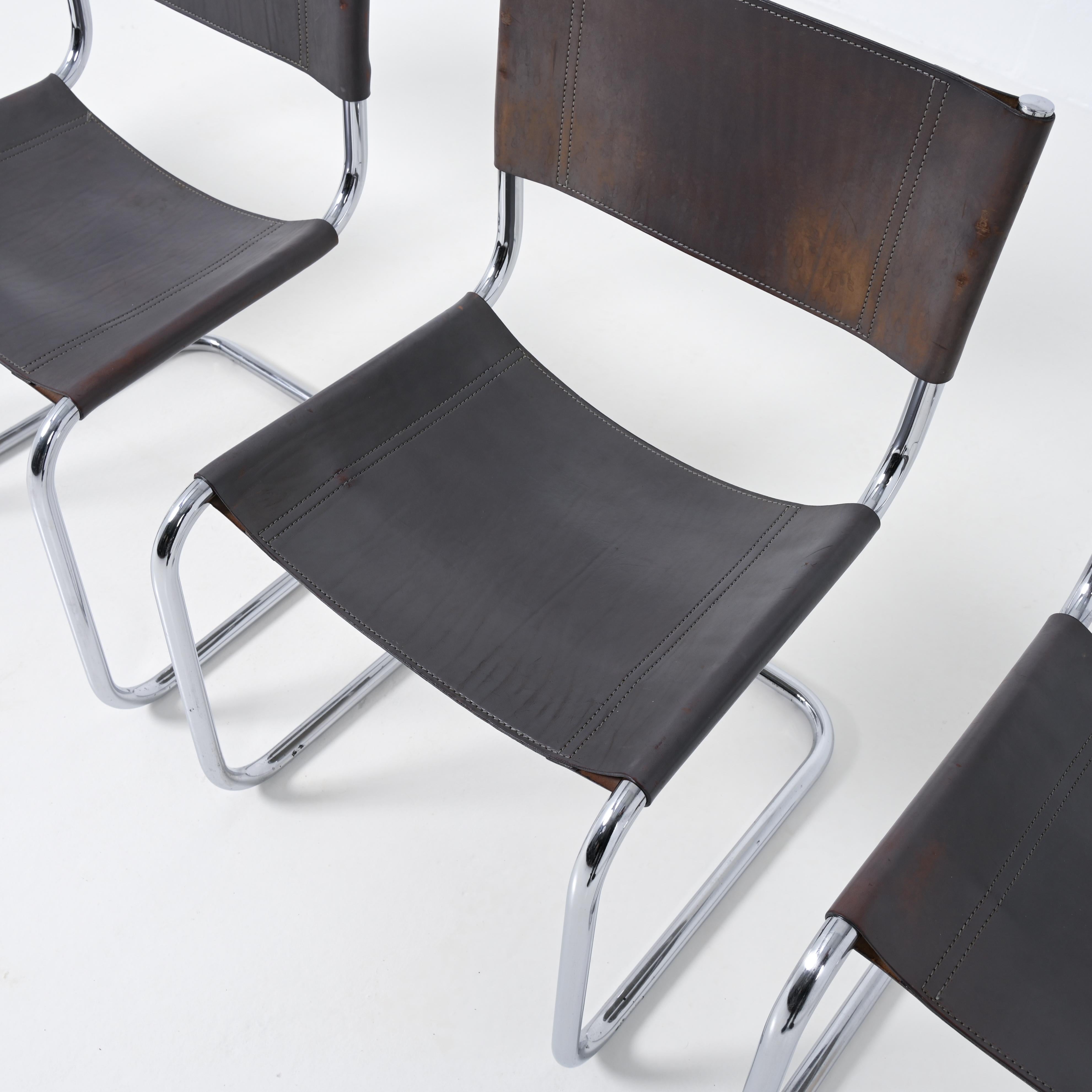 Ensemble de 4 chaises cantilever de Mart Stam pour Fasem en vente 4