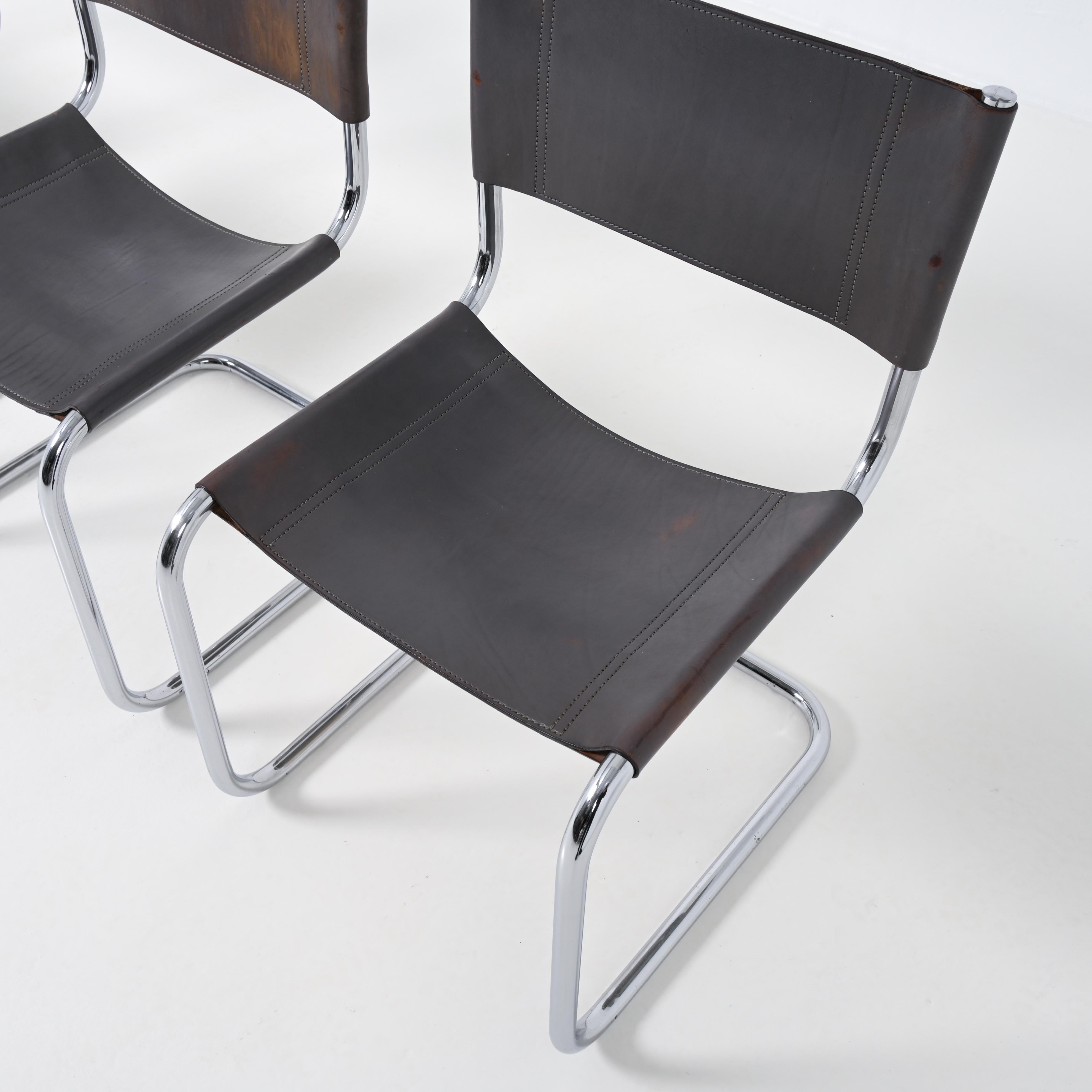 Set of 4 Cantilever Chairs by Mart Stam for Fasem For Sale 5