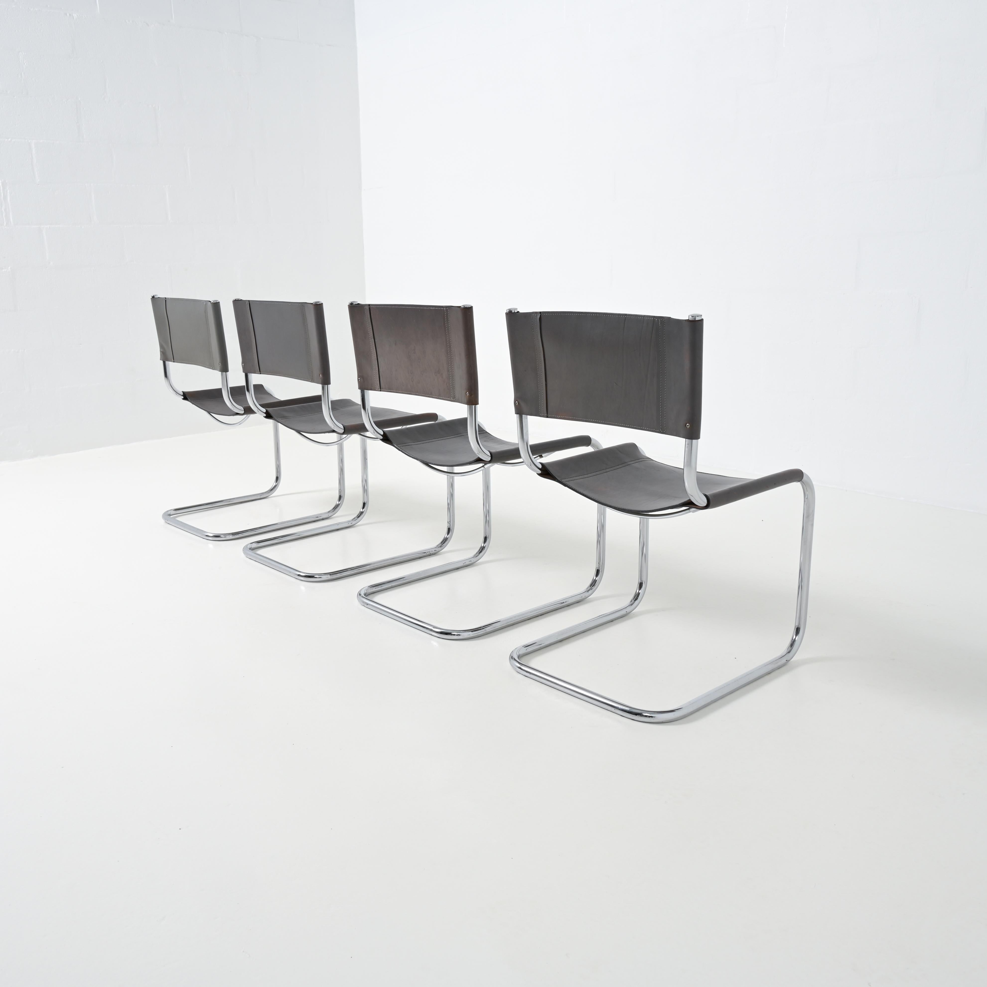 Set of 4 Cantilever Chairs by Mart Stam for Fasem For Sale 11