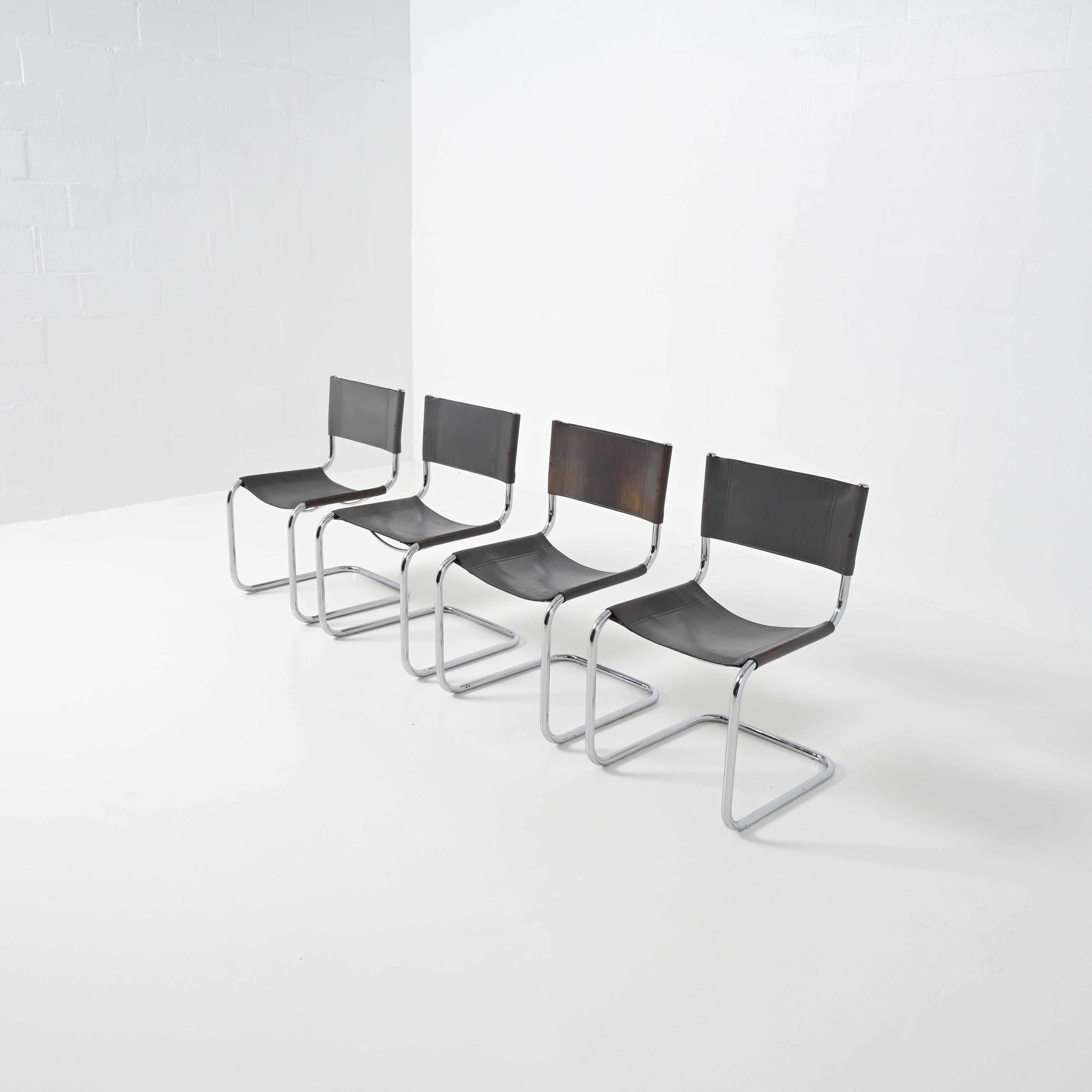 Italian Set of 4 Cantilever Chairs by Mart Stam for Fasem For Sale