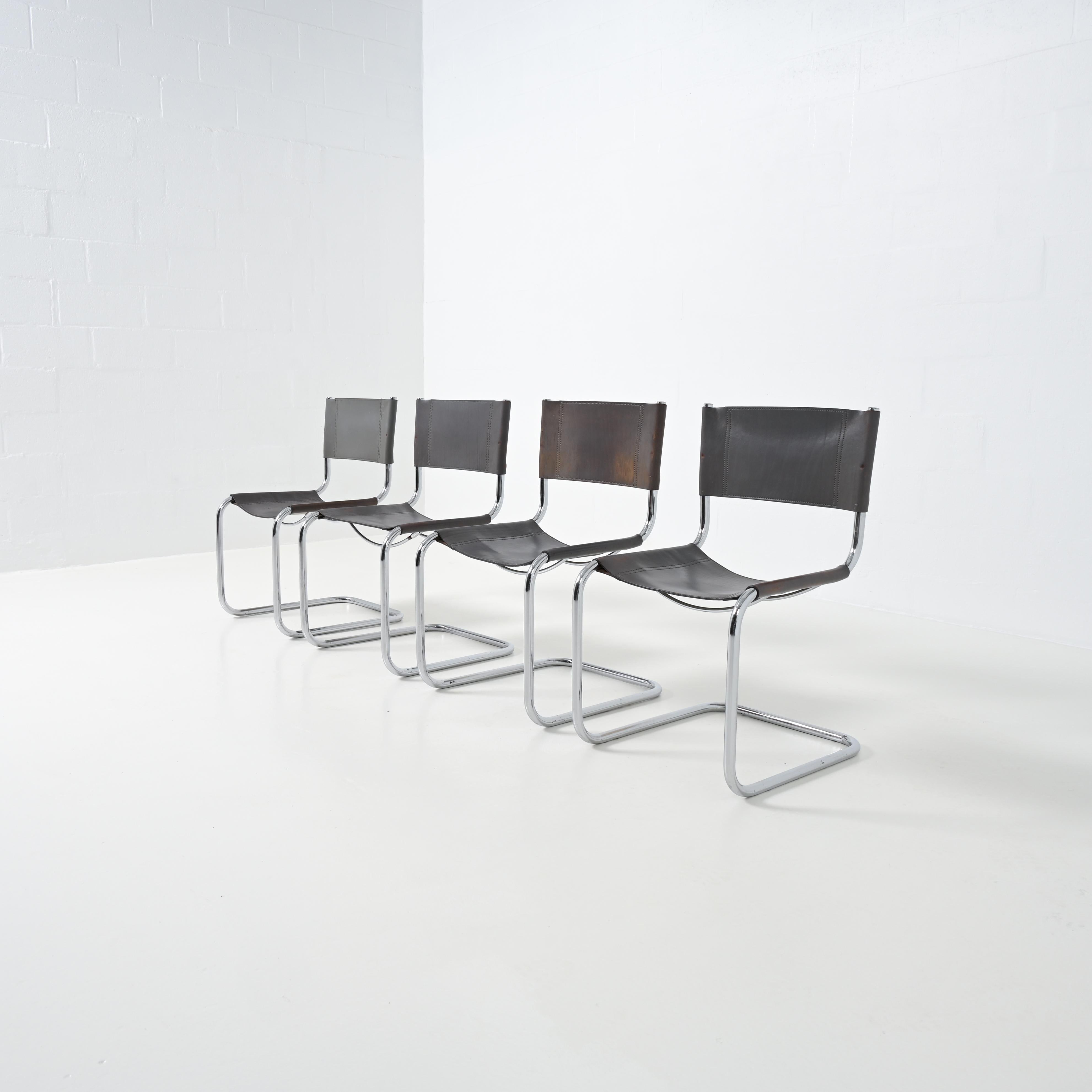 Set of 4 Cantilever Chairs by Mart Stam for Fasem In Good Condition For Sale In Vlimmeren, BE