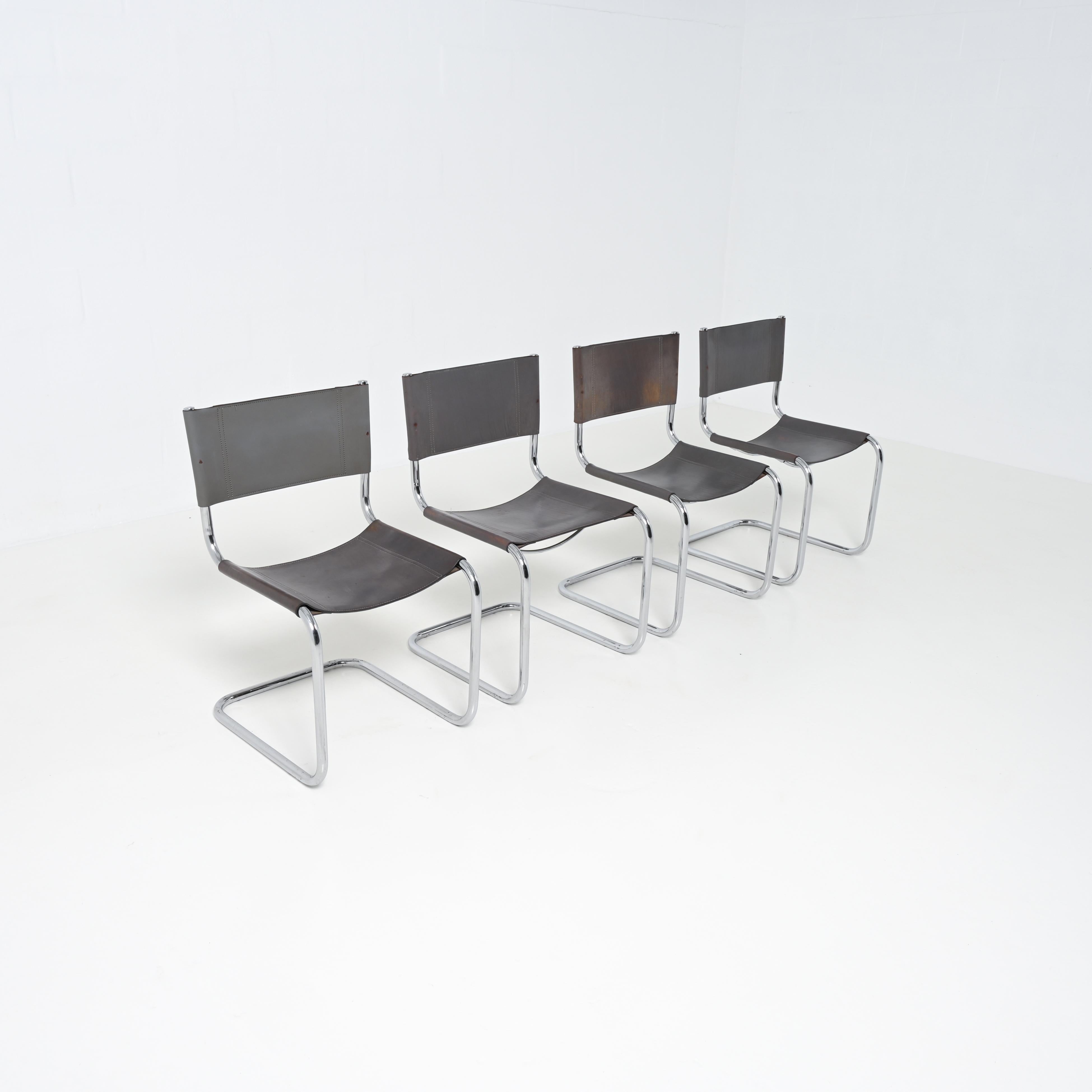 Late 20th Century Set of 4 Cantilever Chairs by Mart Stam for Fasem For Sale