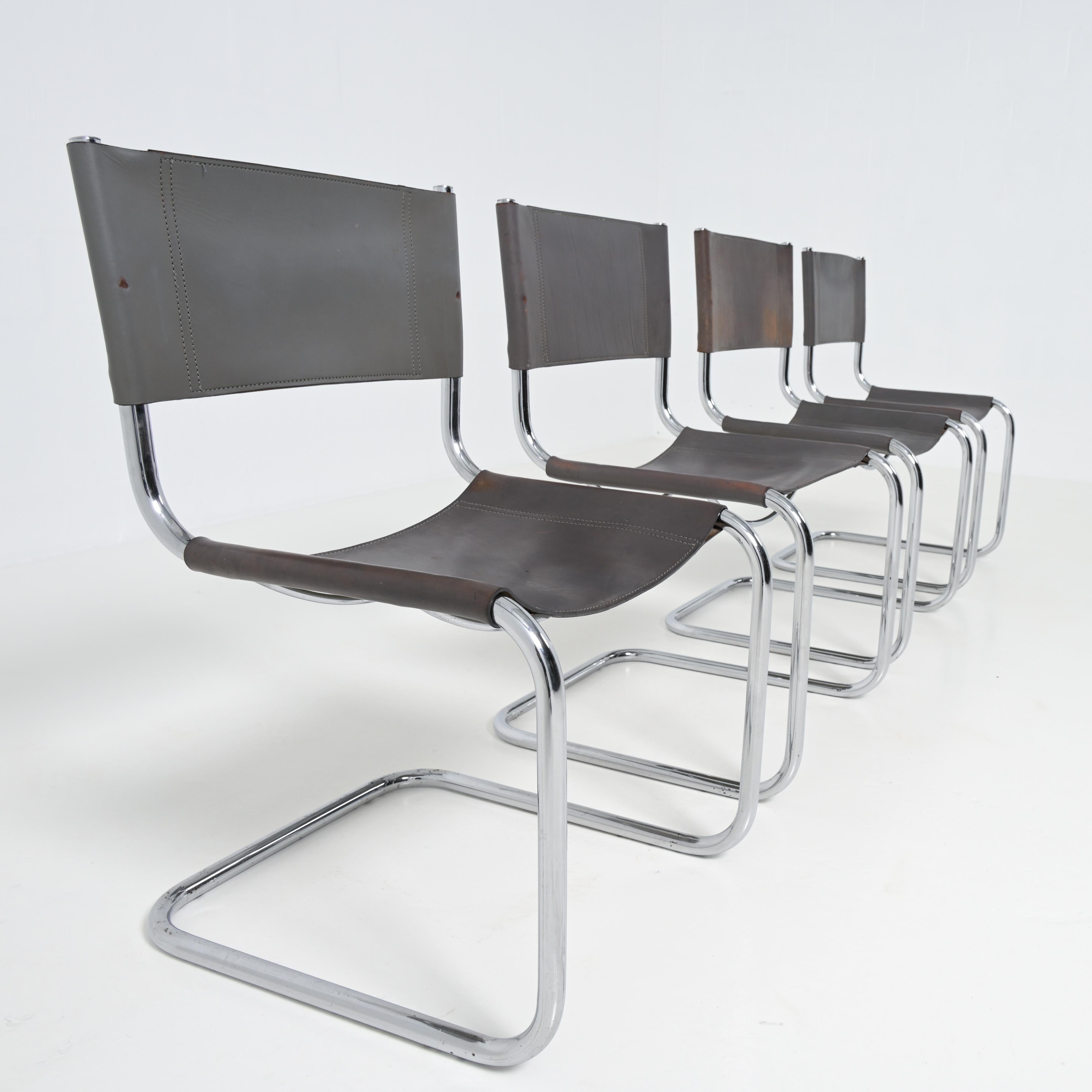 Ensemble de 4 chaises cantilever de Mart Stam pour Fasem en vente 1