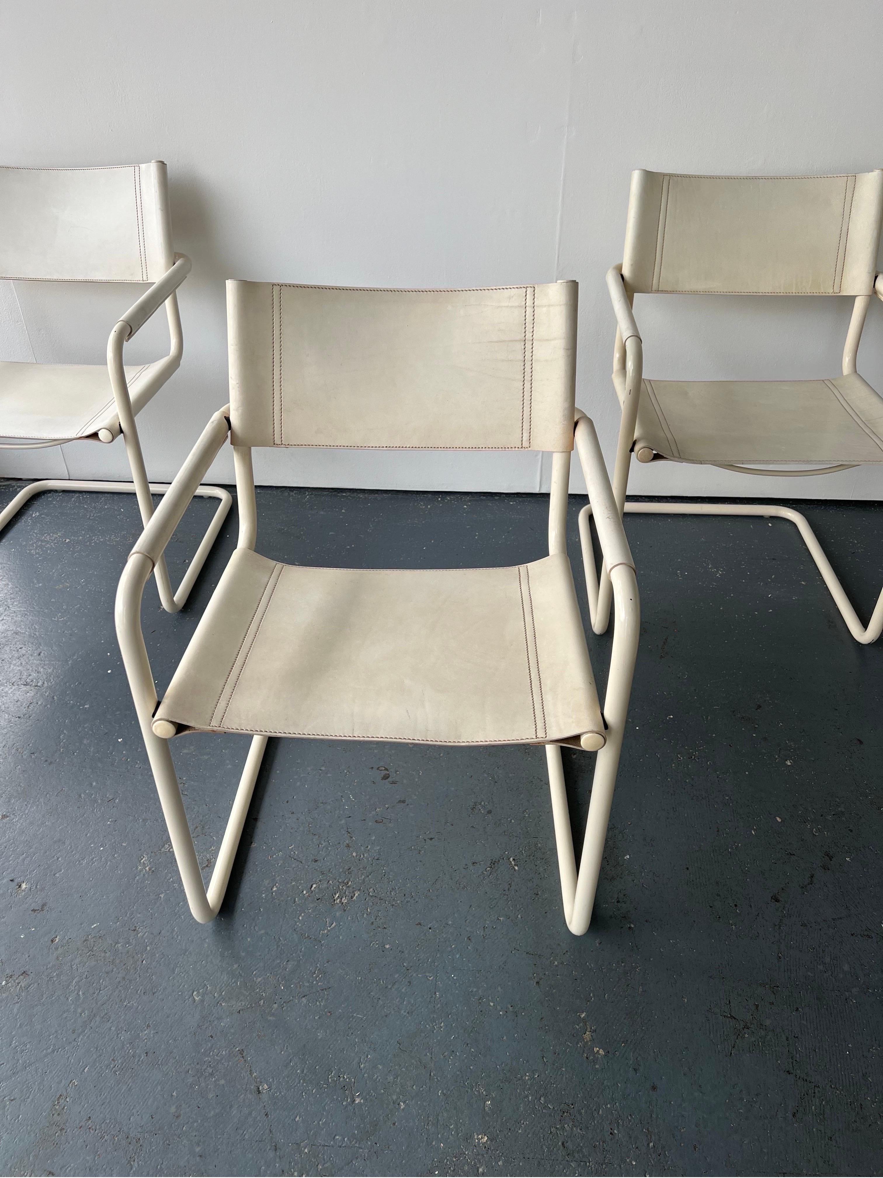 Set of 4 Cantilevered MG5 Dining Chairs Designed by Breuer Made by Matteo Grassi 1