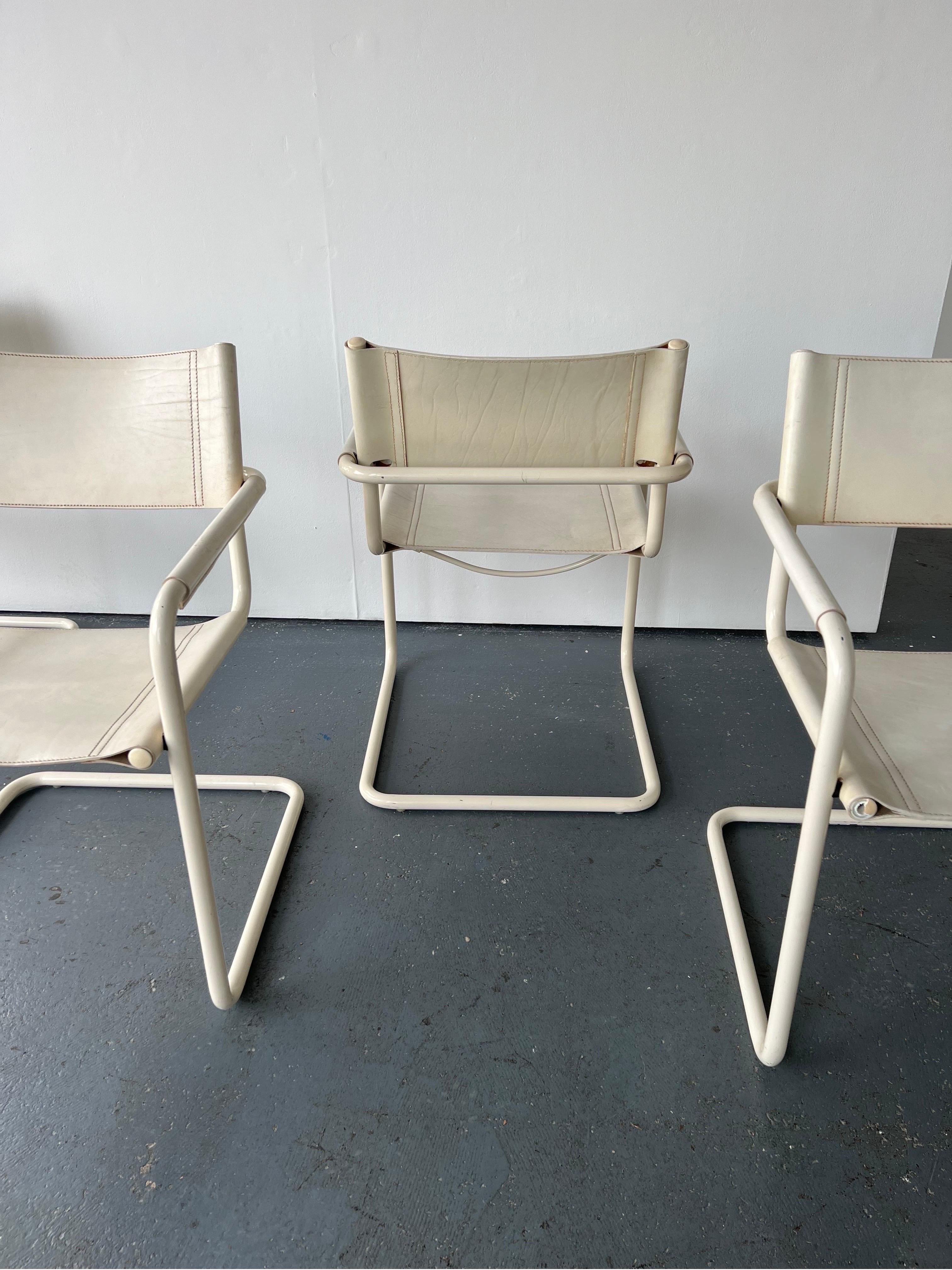 Set of 4 Cantilevered MG5 Dining Chairs Designed by Breuer Made by Matteo Grassi 3