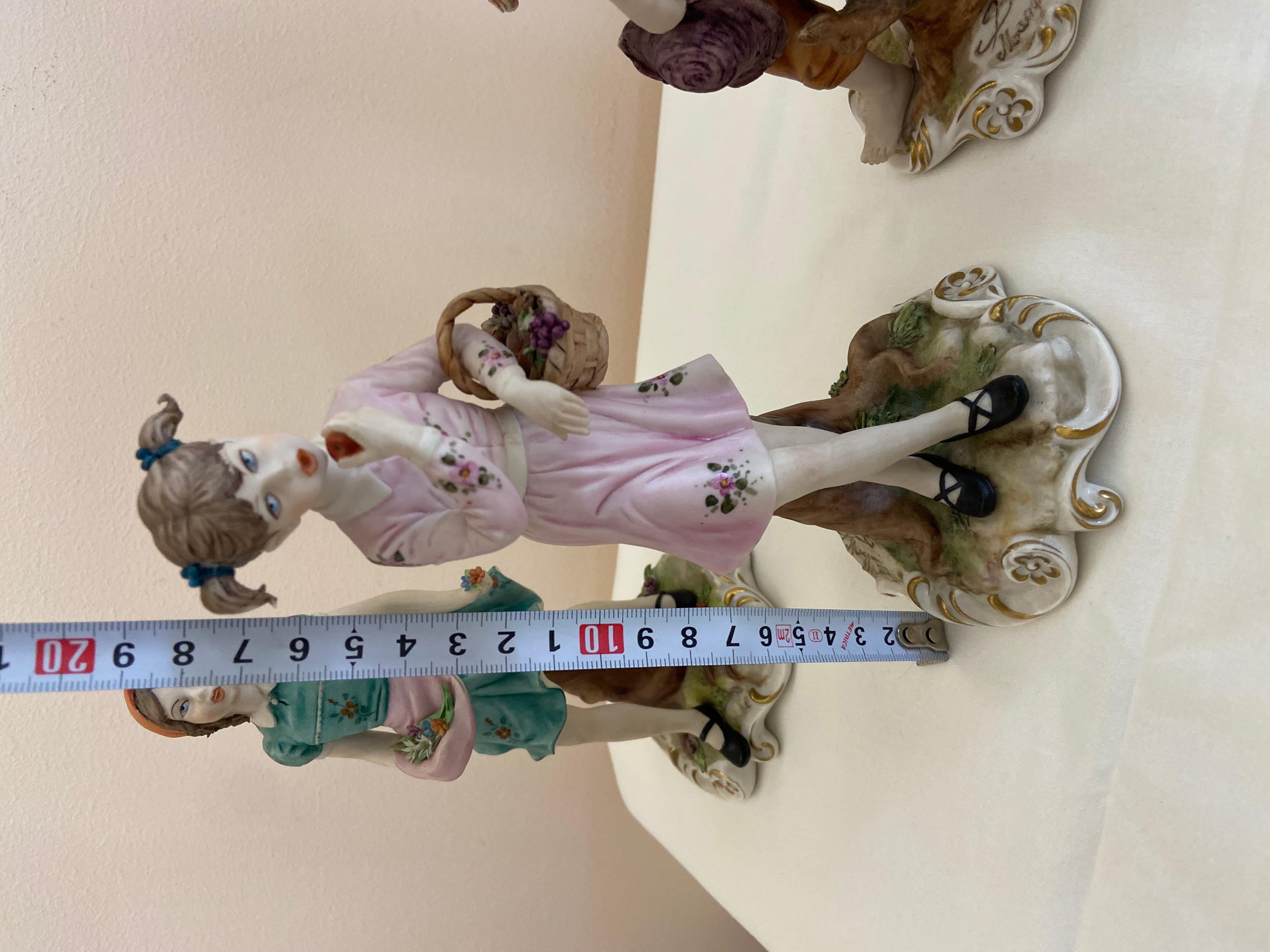 Set of 4 Capodimonte Porcelain Figurines, the 