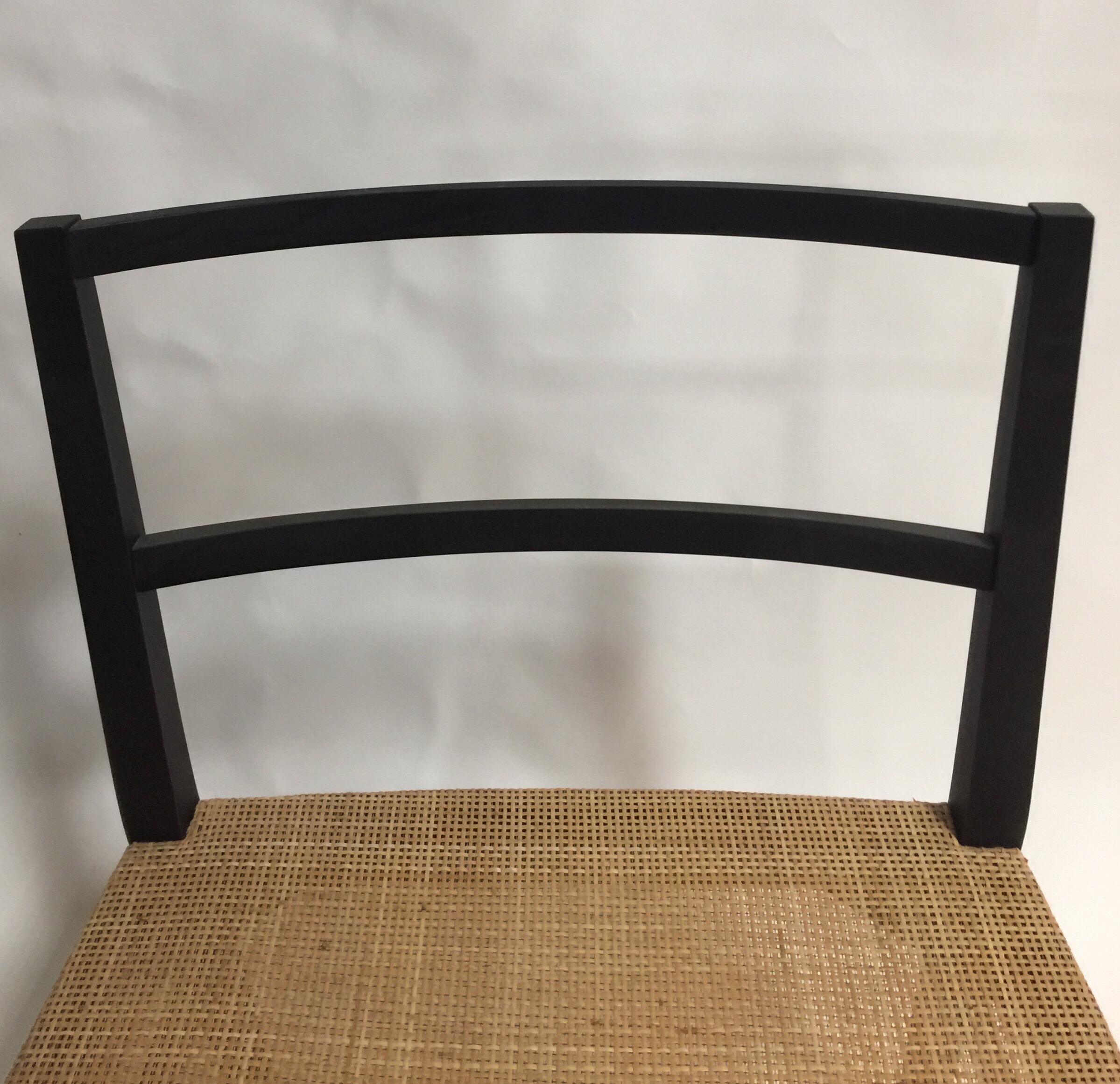 Set of 10 Cappellini Ebonized Wood and Cane Dining Chairs 5