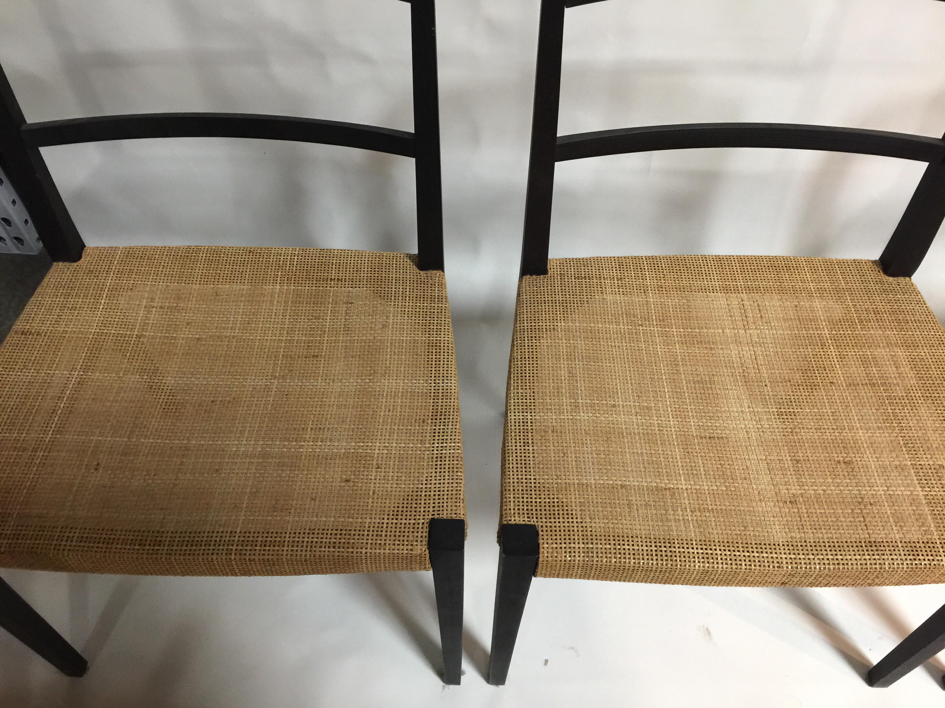 Set of 4 Cappellini Ebonized Wood and Cane Dining Chairs 6