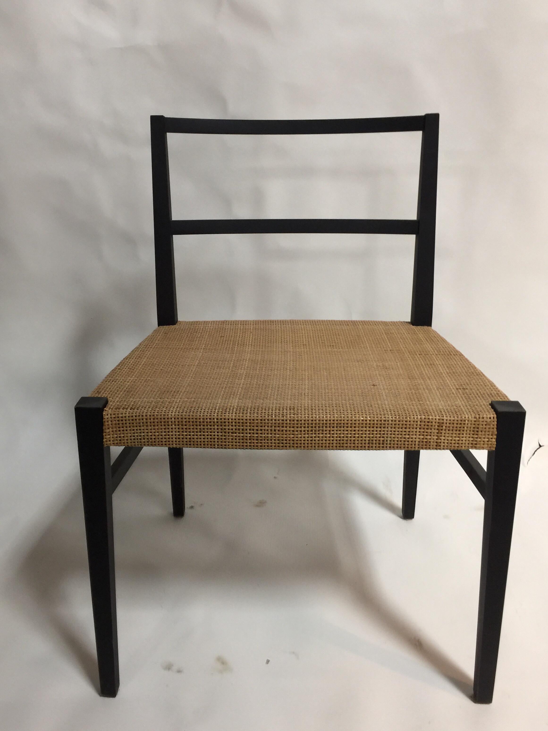 Set of 4 Cappellini Ebonized Wood and Cane Dining Chairs In Good Condition In New York, NY
