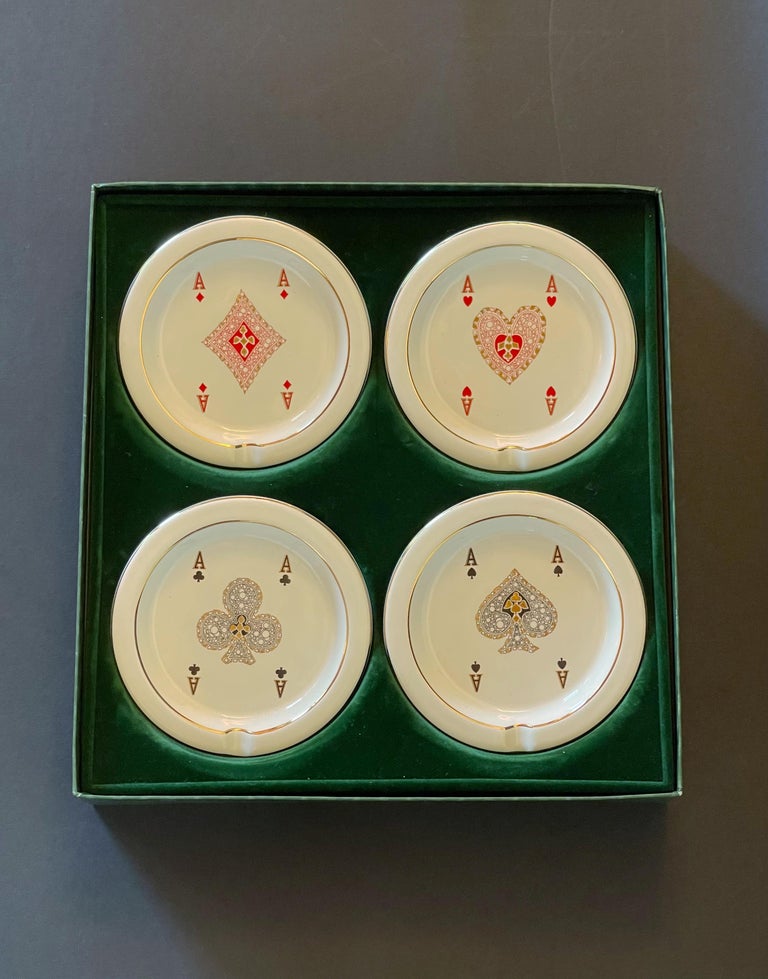 GUCCI Vintage Set of 4 Card Change Tray or Ashtrays For Sale at