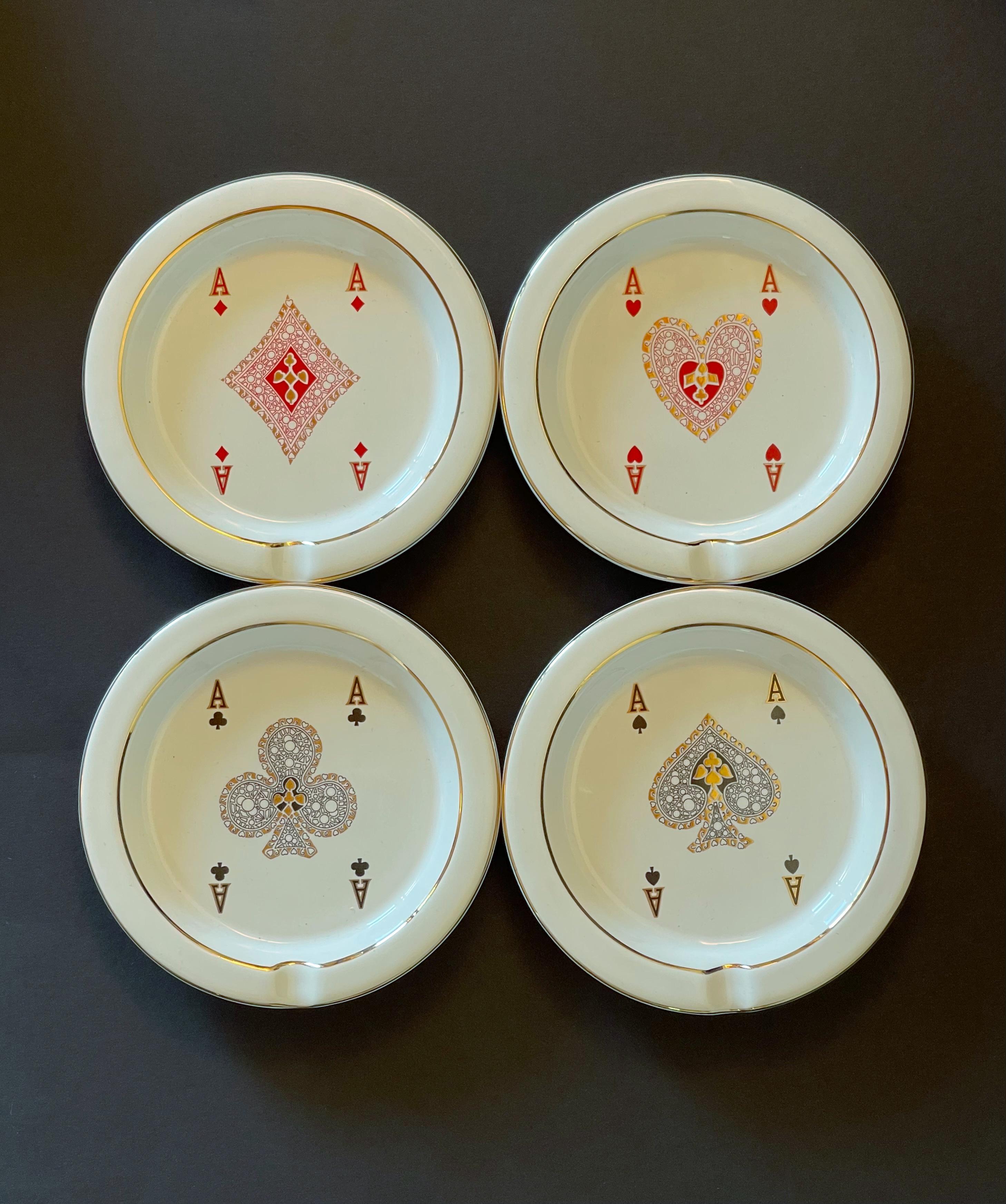 20th Century GUCCI Vintage Set of 4 Card Change Tray or Ashtrays For Sale