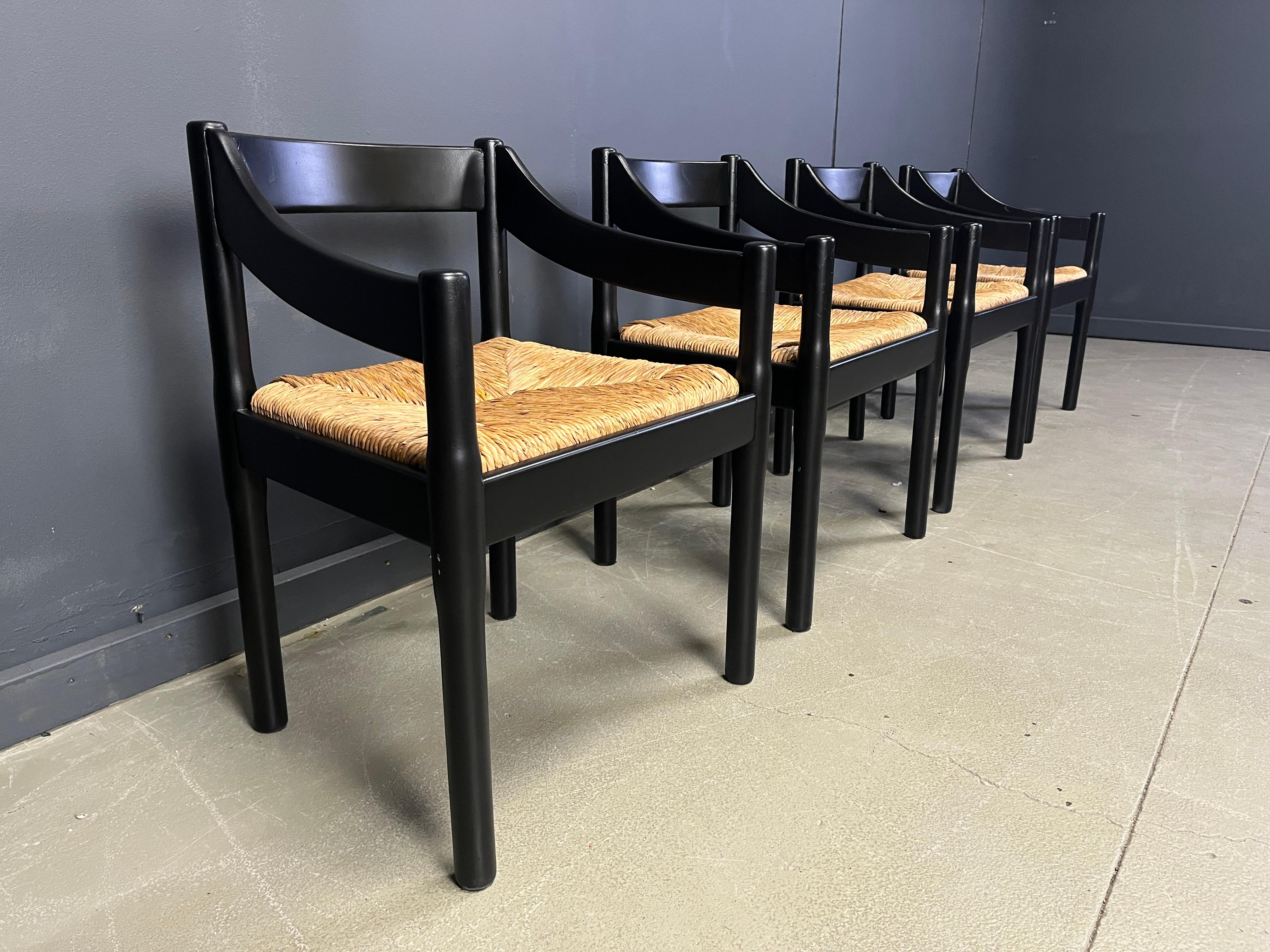 Mid-20th Century Set of 4 carimate armchairs by Vico Magistretti, 1960s For Sale