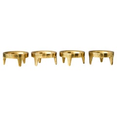 Set of 4 Carl Aubock 1950s Brass Egg Cups Holders for Illums Bolighus, Denmark