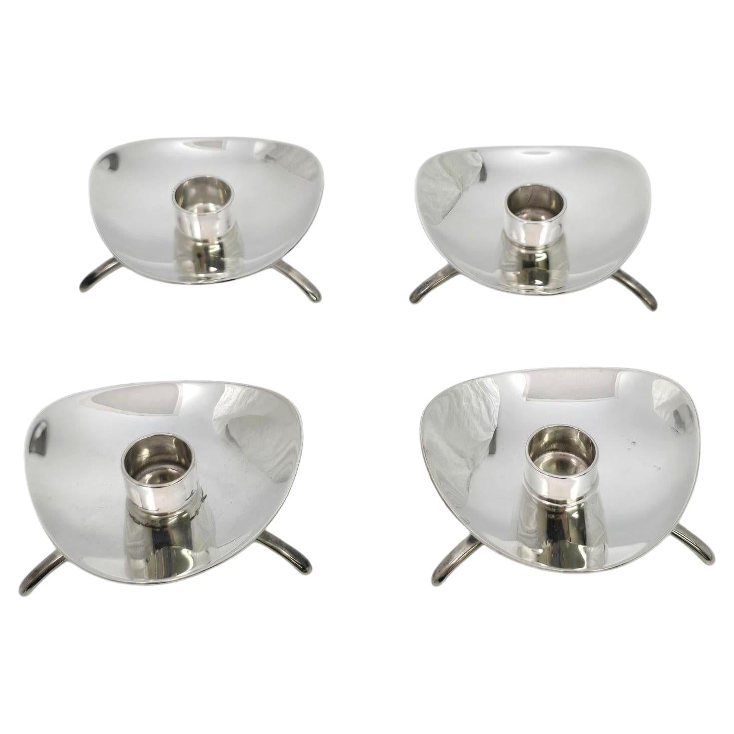 Set of 4 Carl Cohr Denmark Sterling Silver Small Taper Candlestick Holders 21305