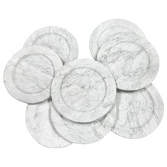 Set of 4 Carrara Marble Dinner Plates or Plate, Italy