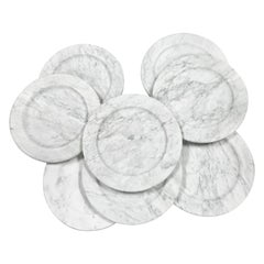 Set of 4 Carrara Marble Dinner Plates or Plate, Italy