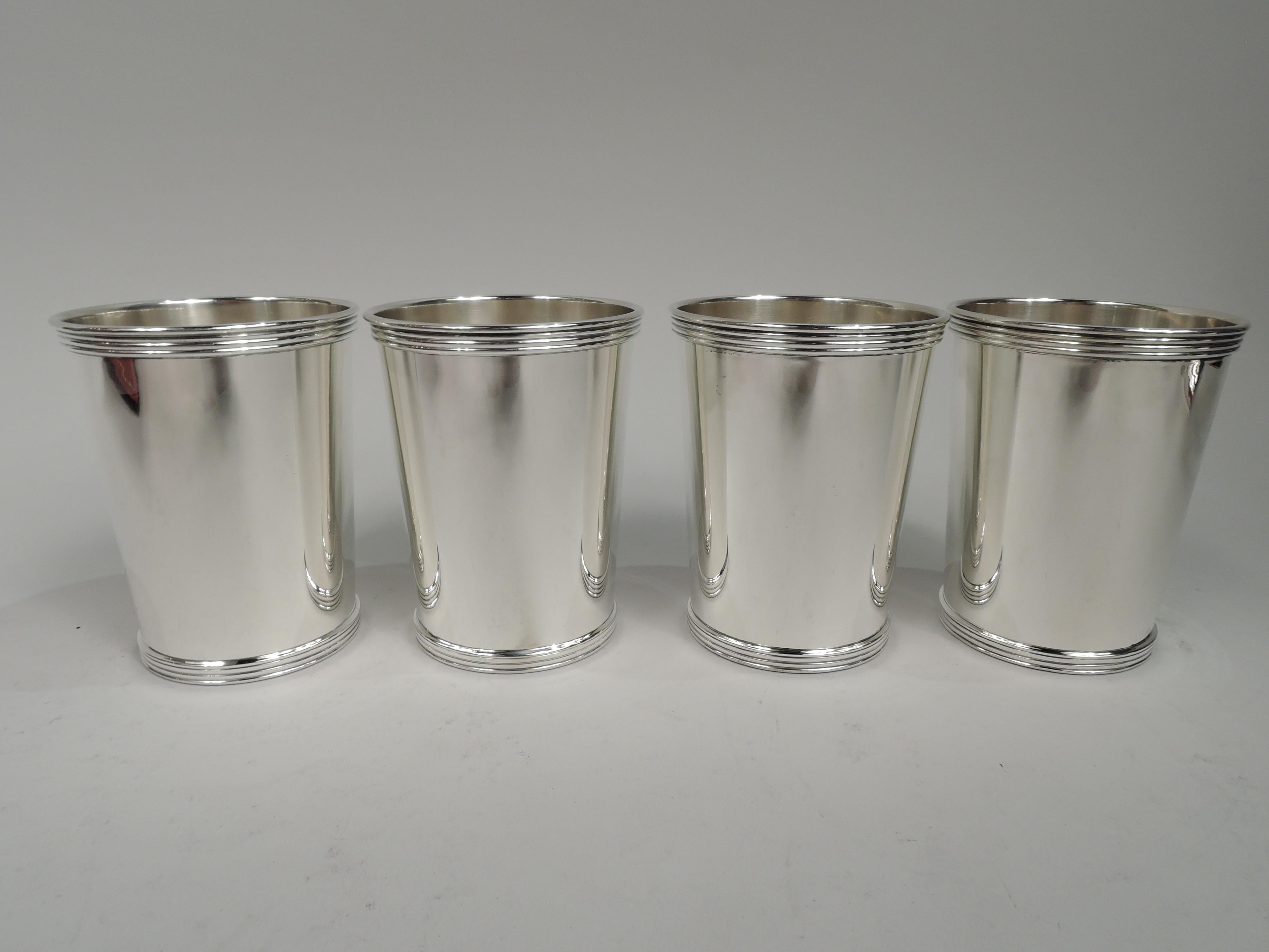 Modern Set of 4 Cartier Sterling Silver Mint Juleps in Leather-Bound Case