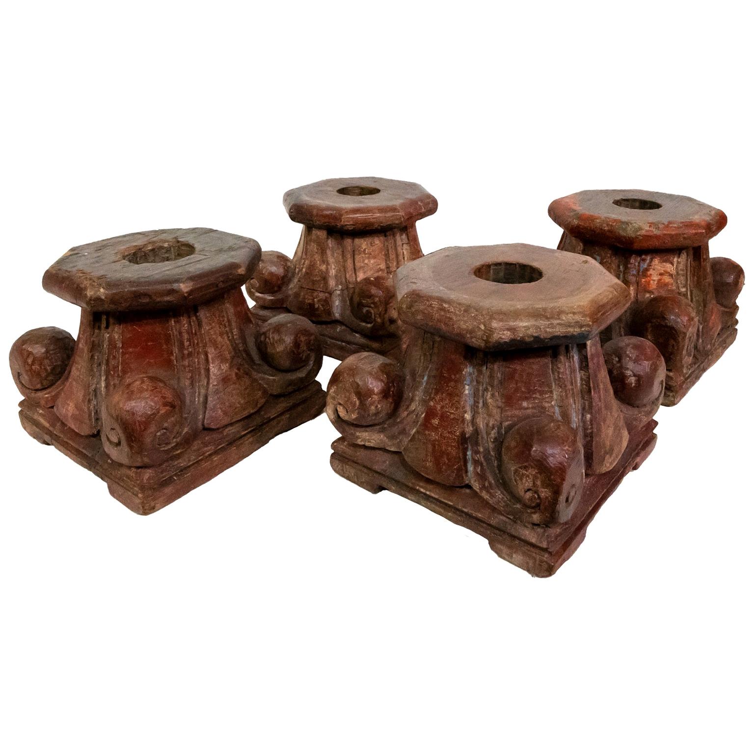 Set of 4 Carved Antique Chinese Architectural Fragments For Sale