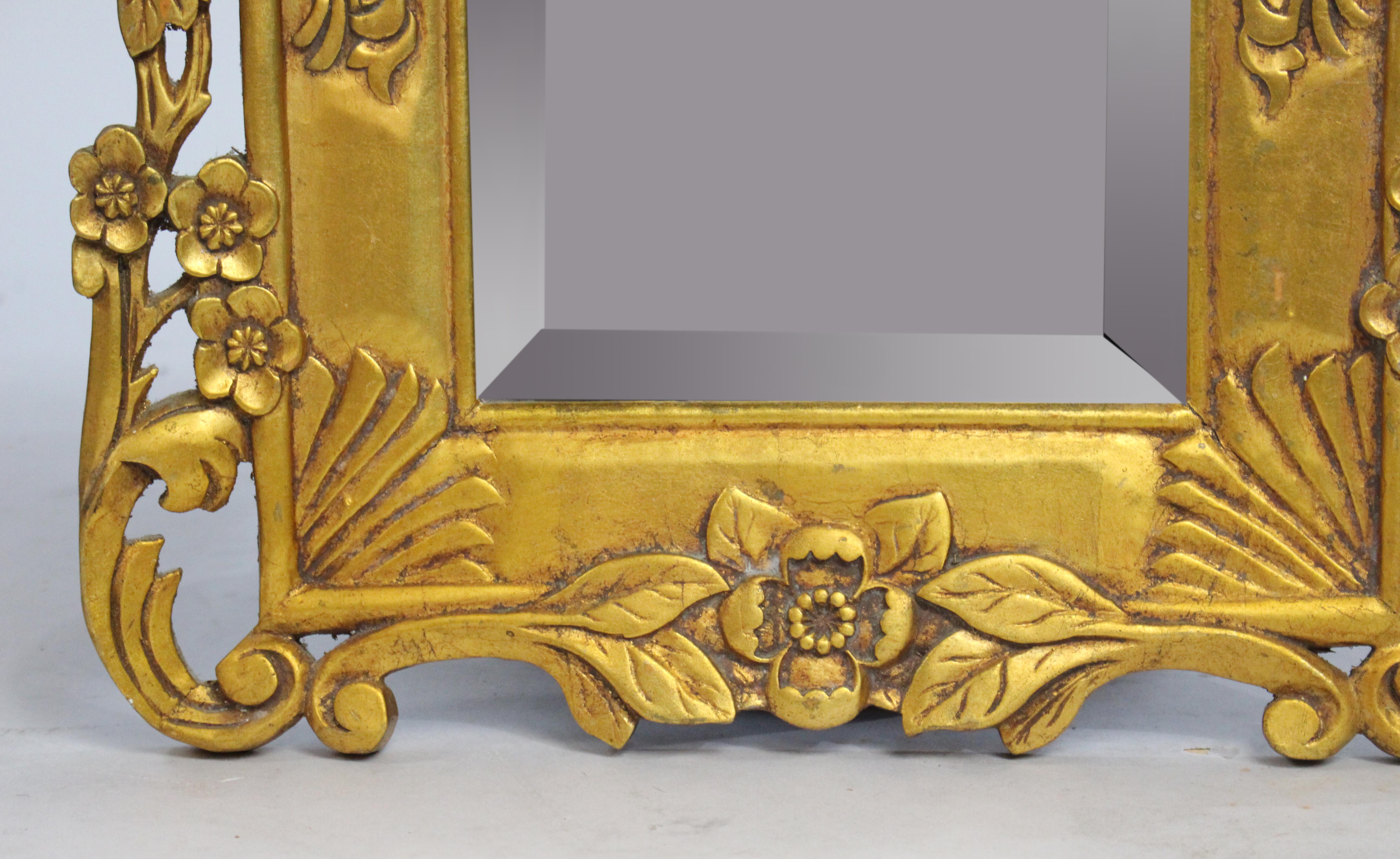 Set of 4 Carved Floral Giltwood Bevelled Glass Wall Mirror In Good Condition For Sale In Worcester, GB