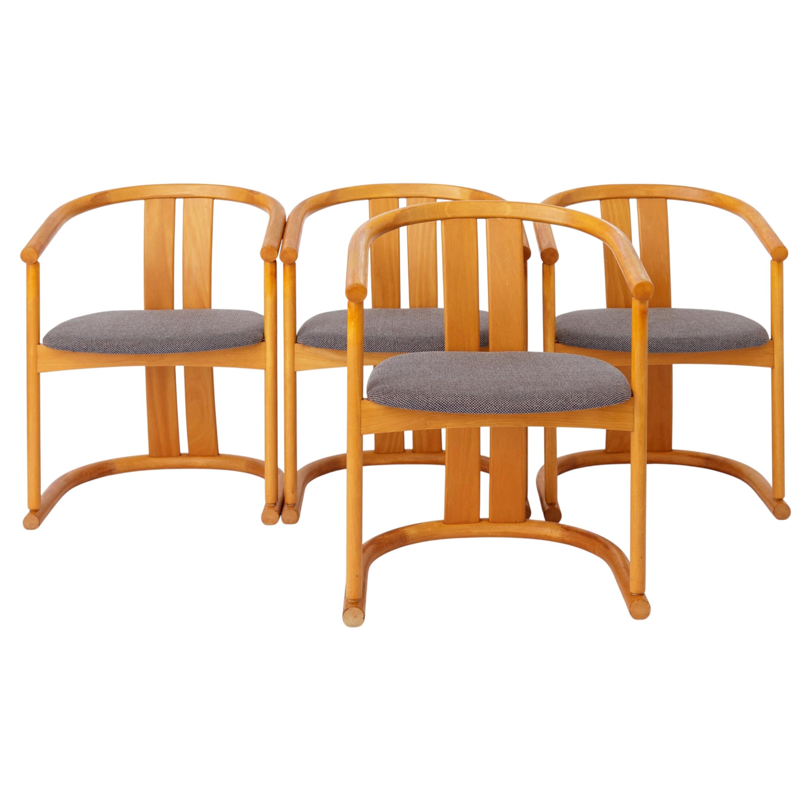 Set of 4 Casala Dining Chairs Beech Wood Germany 1970s Mid Century Modern For Sale