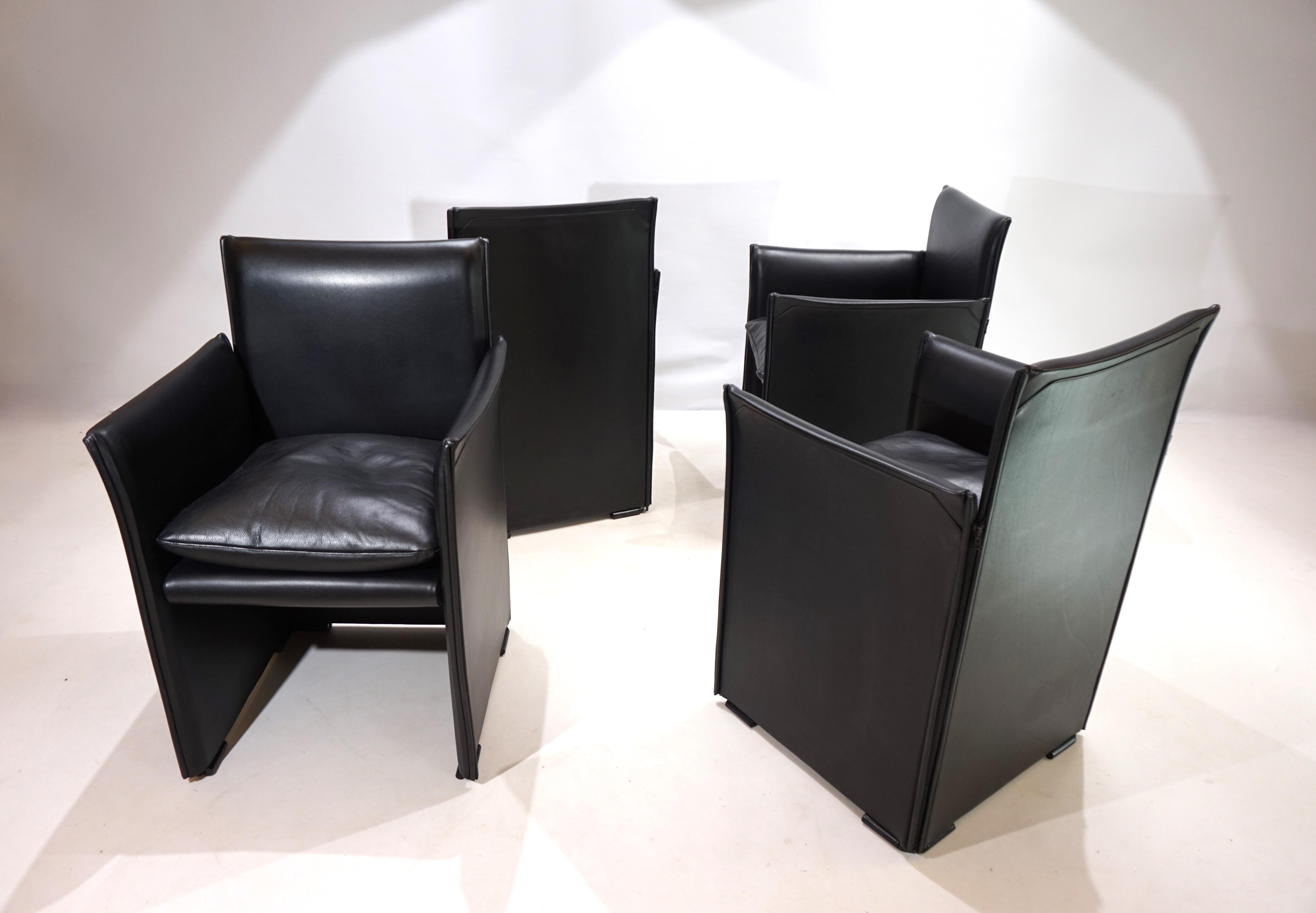 Set di 4 sedie da pranzo in pelle Cassina Break 401 di Mario Bellini, 1970 4