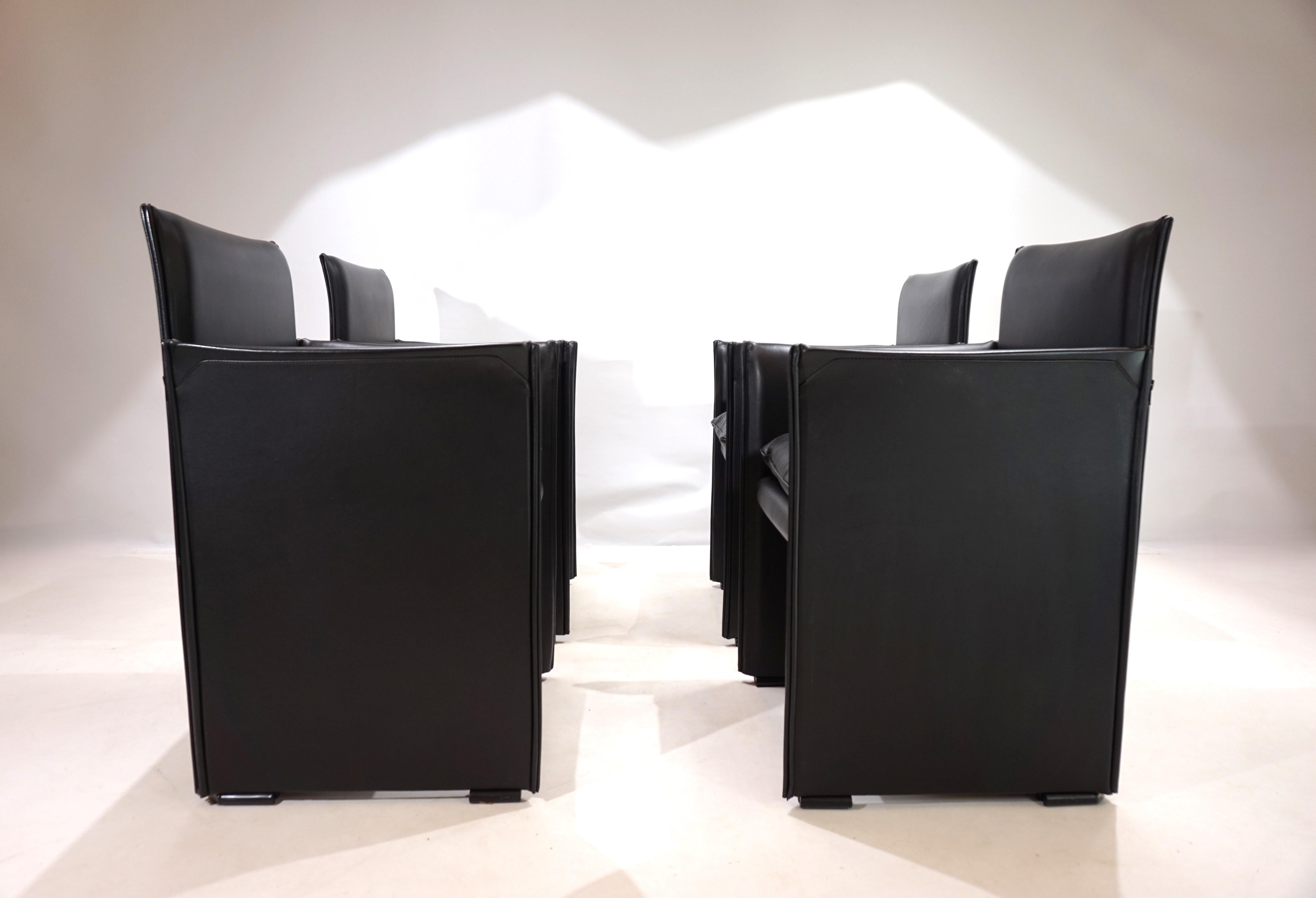Set di 4 sedie da pranzo in pelle Cassina Break 401 di Mario Bellini, 1970 5