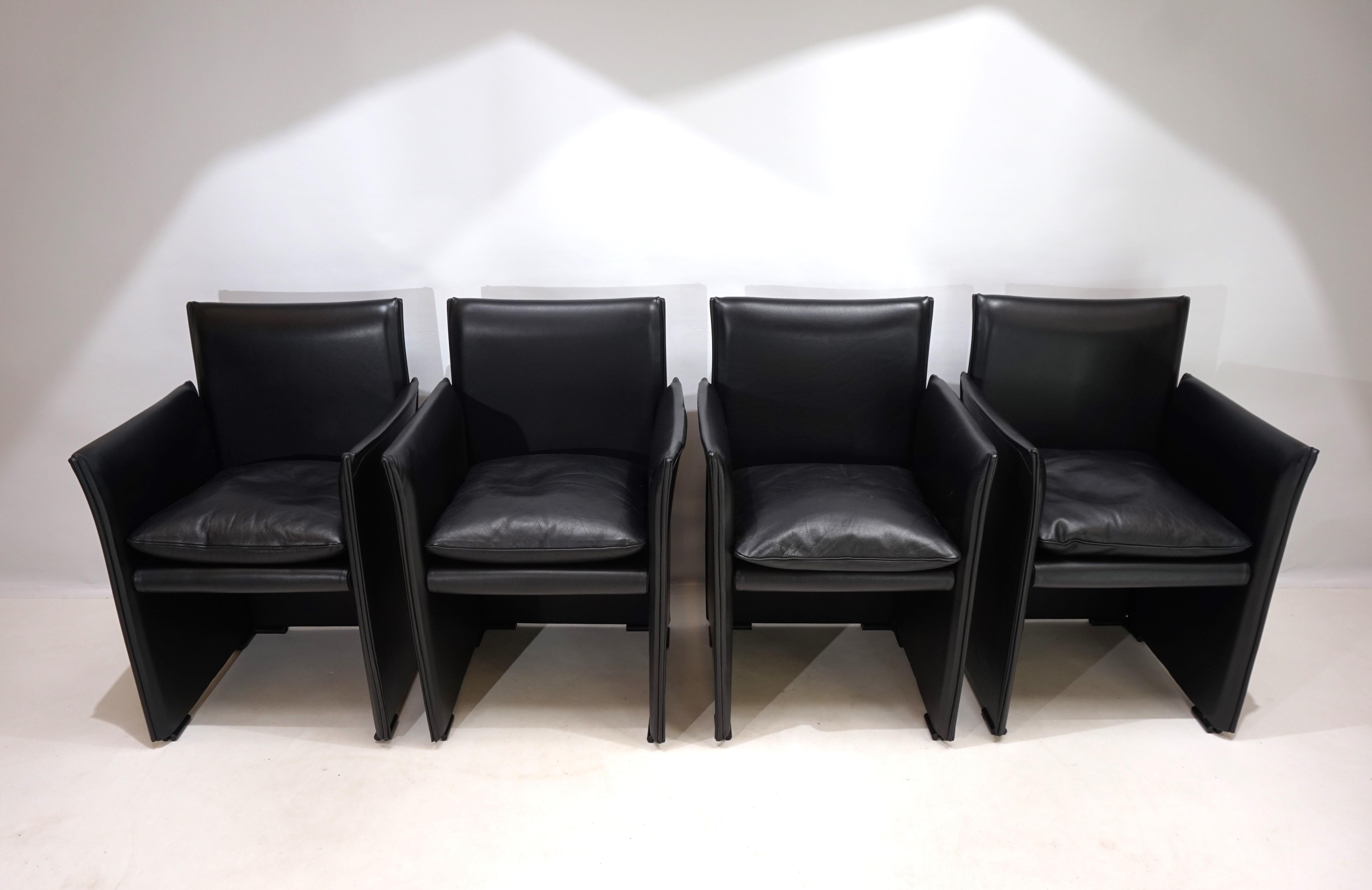 Set di 4 sedie da pranzo in pelle Cassina Break 401 di Mario Bellini, 1970 10