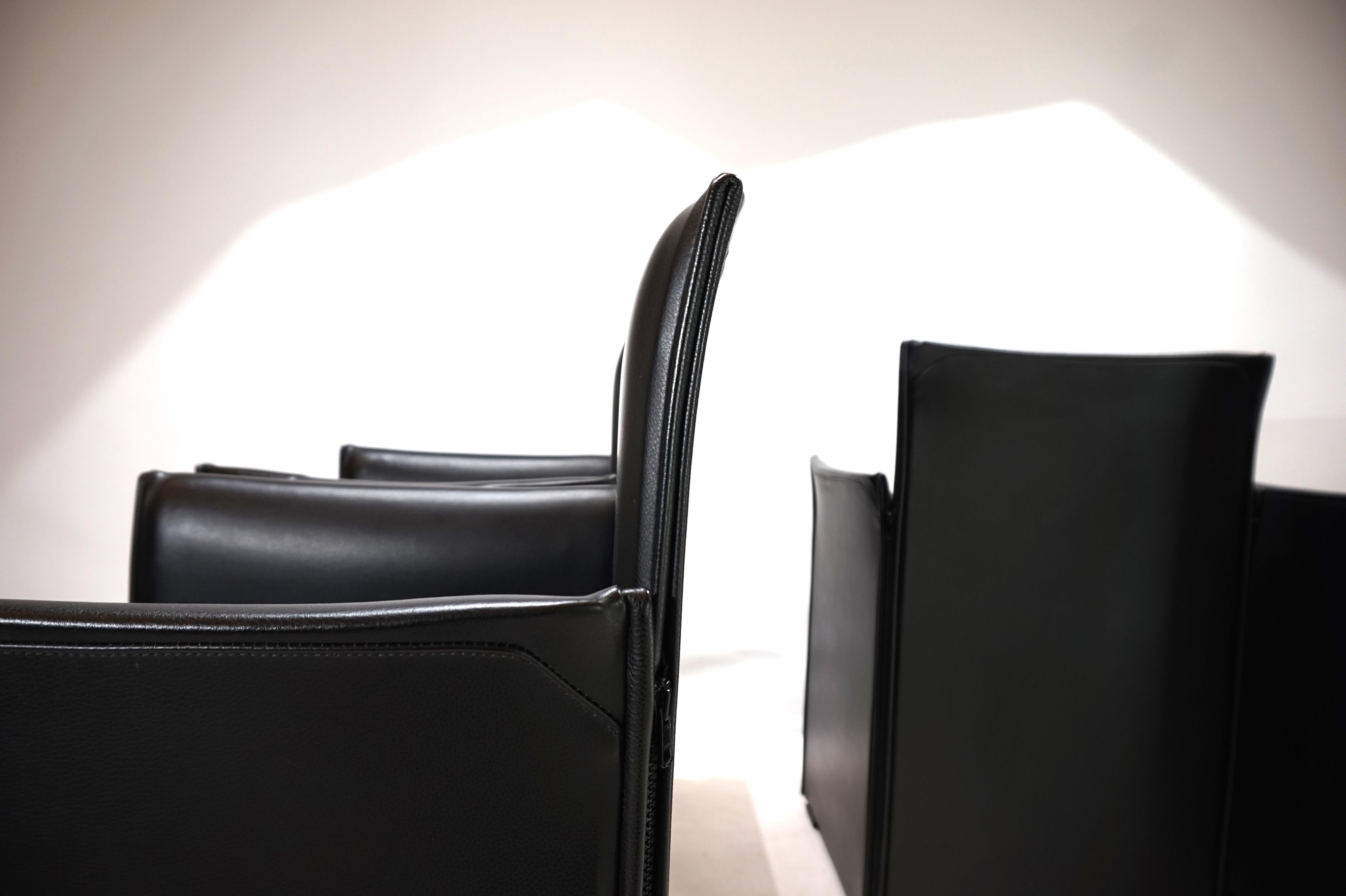 Set di 4 sedie da pranzo in pelle Cassina Break 401 di Mario Bellini, 1970 12