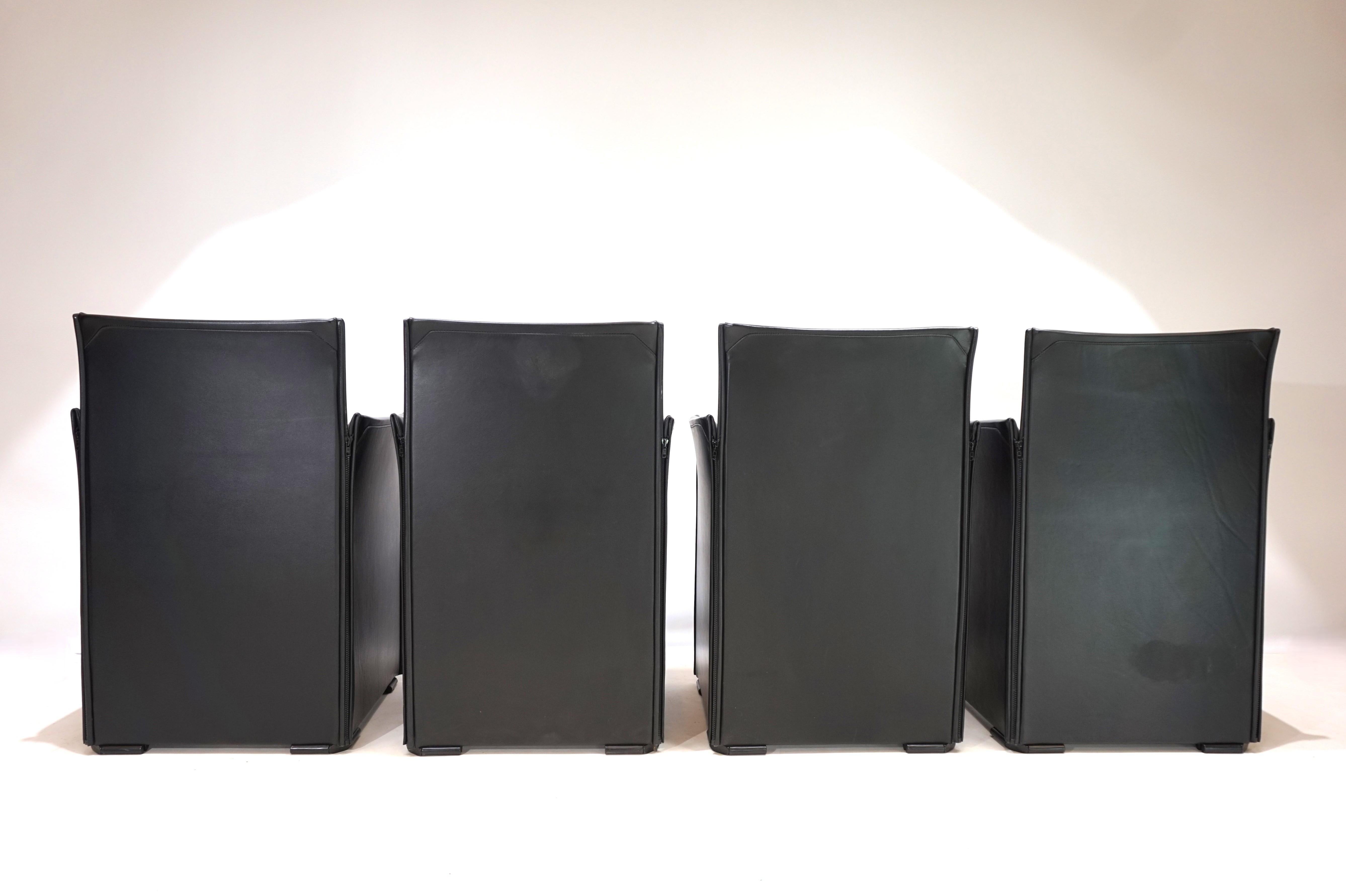 Set di 4 sedie da pranzo in pelle Cassina Break 401 di Mario Bellini, 1970 In condizioni ottime a Ludwigslust, DE
