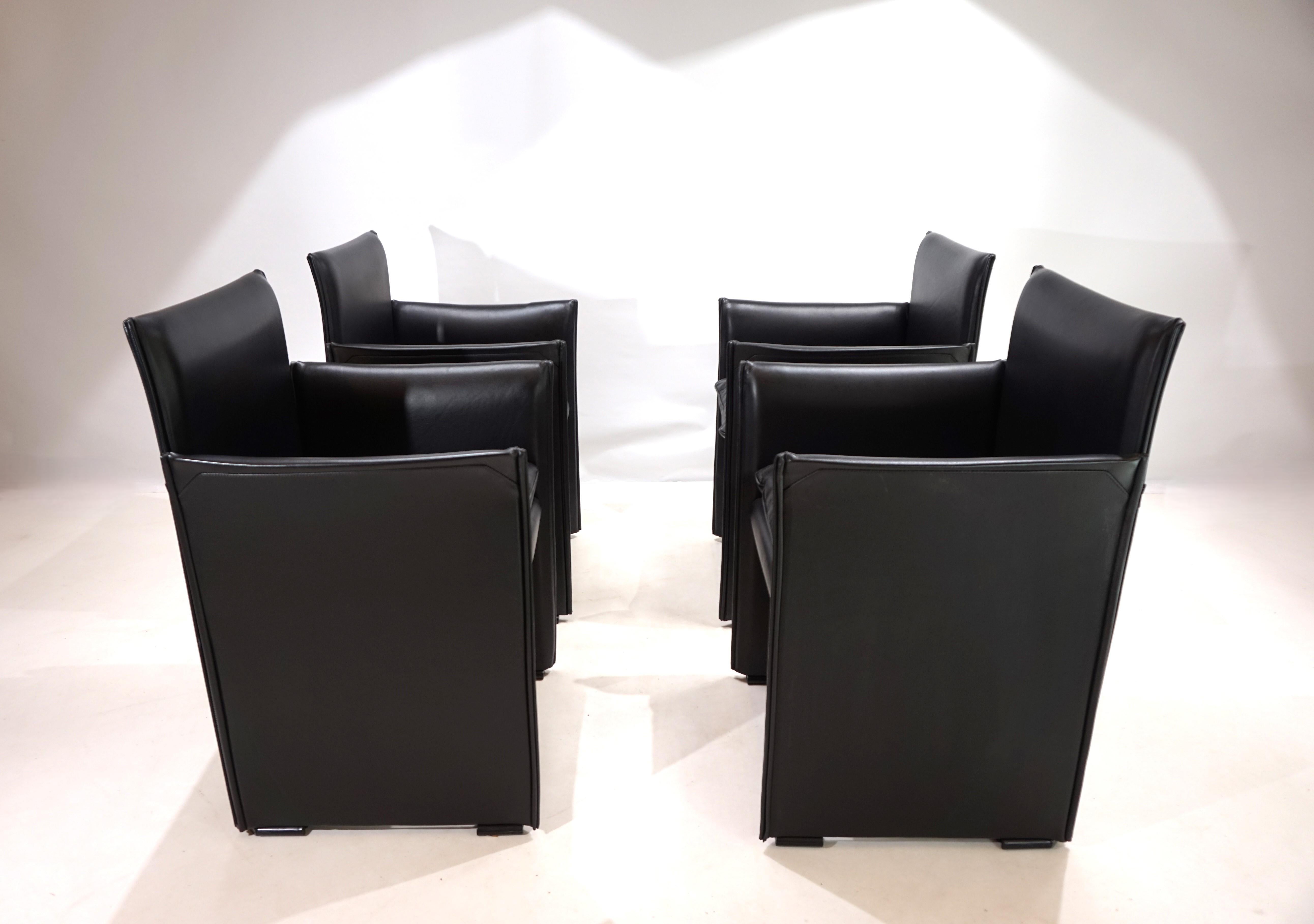 Set di 4 sedie da pranzo in pelle Cassina Break 401 di Mario Bellini, 1970 1