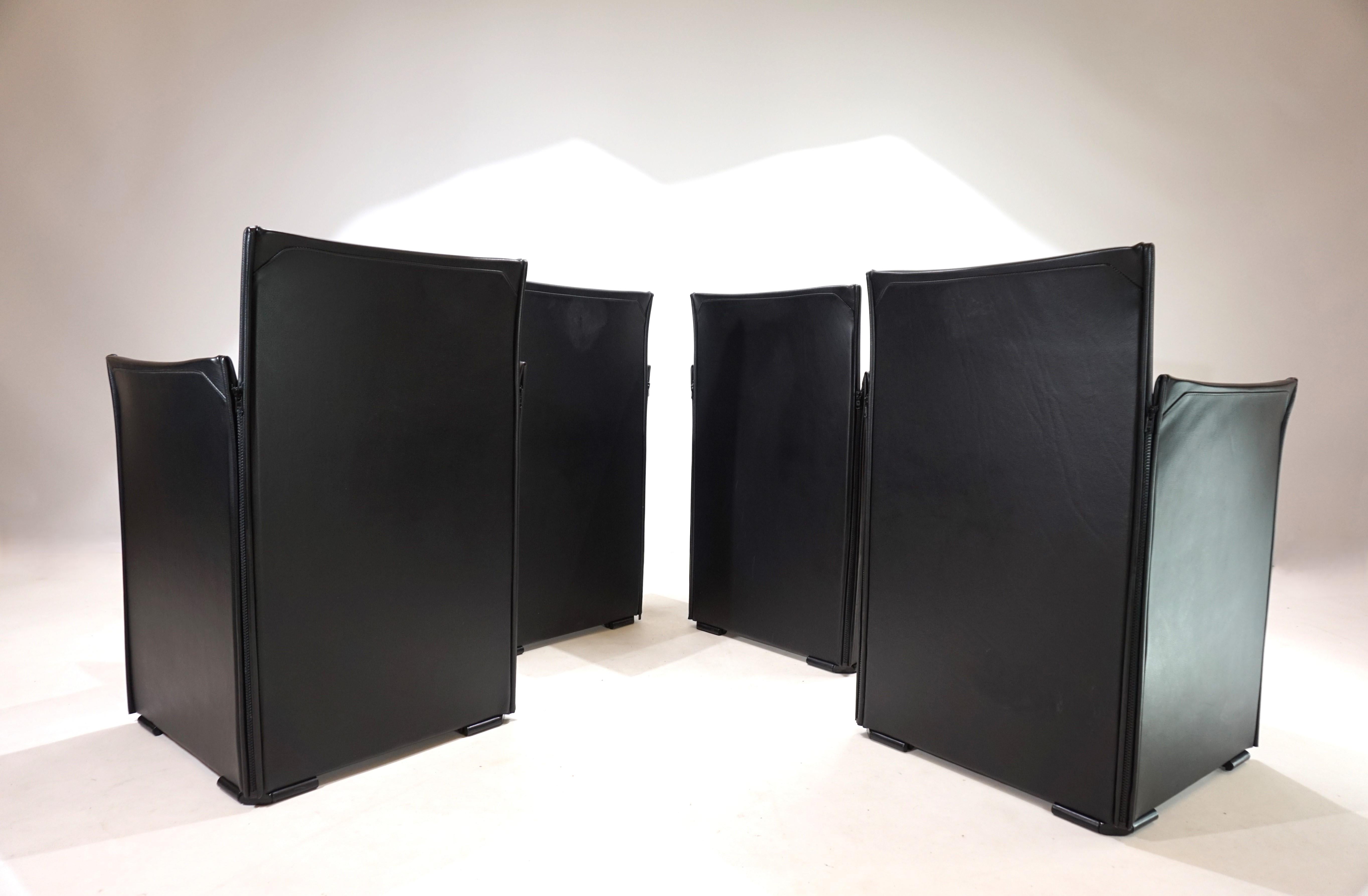 Set di 4 sedie da pranzo in pelle Cassina Break 401 di Mario Bellini, 1970 2