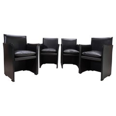 Set of 4 Cassina Break 401 leather dining chairs by Mario Bellini, 1970