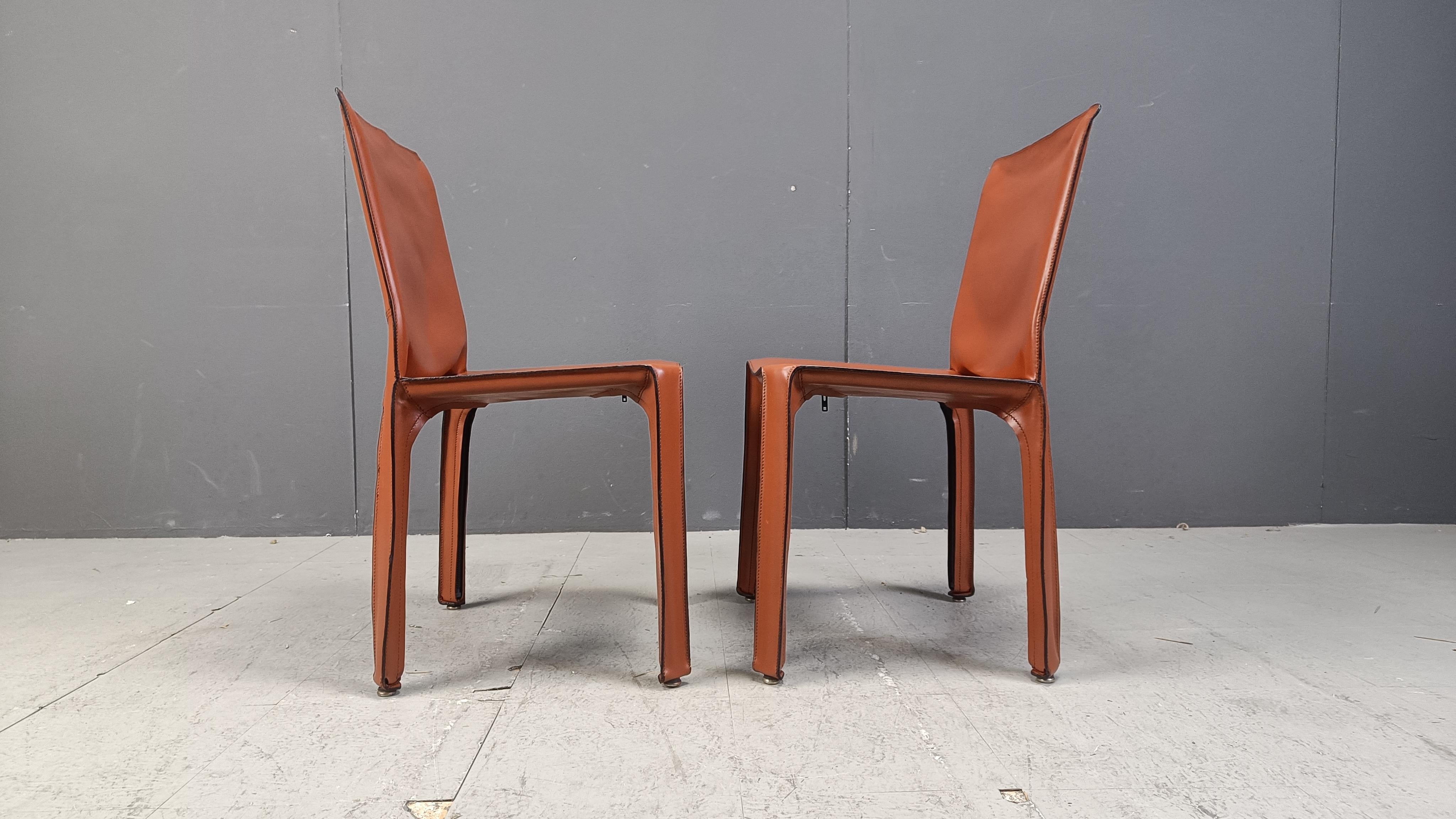 Set of 4 Cassina Cab Chairs by Mario Bellini, 1980s 3
