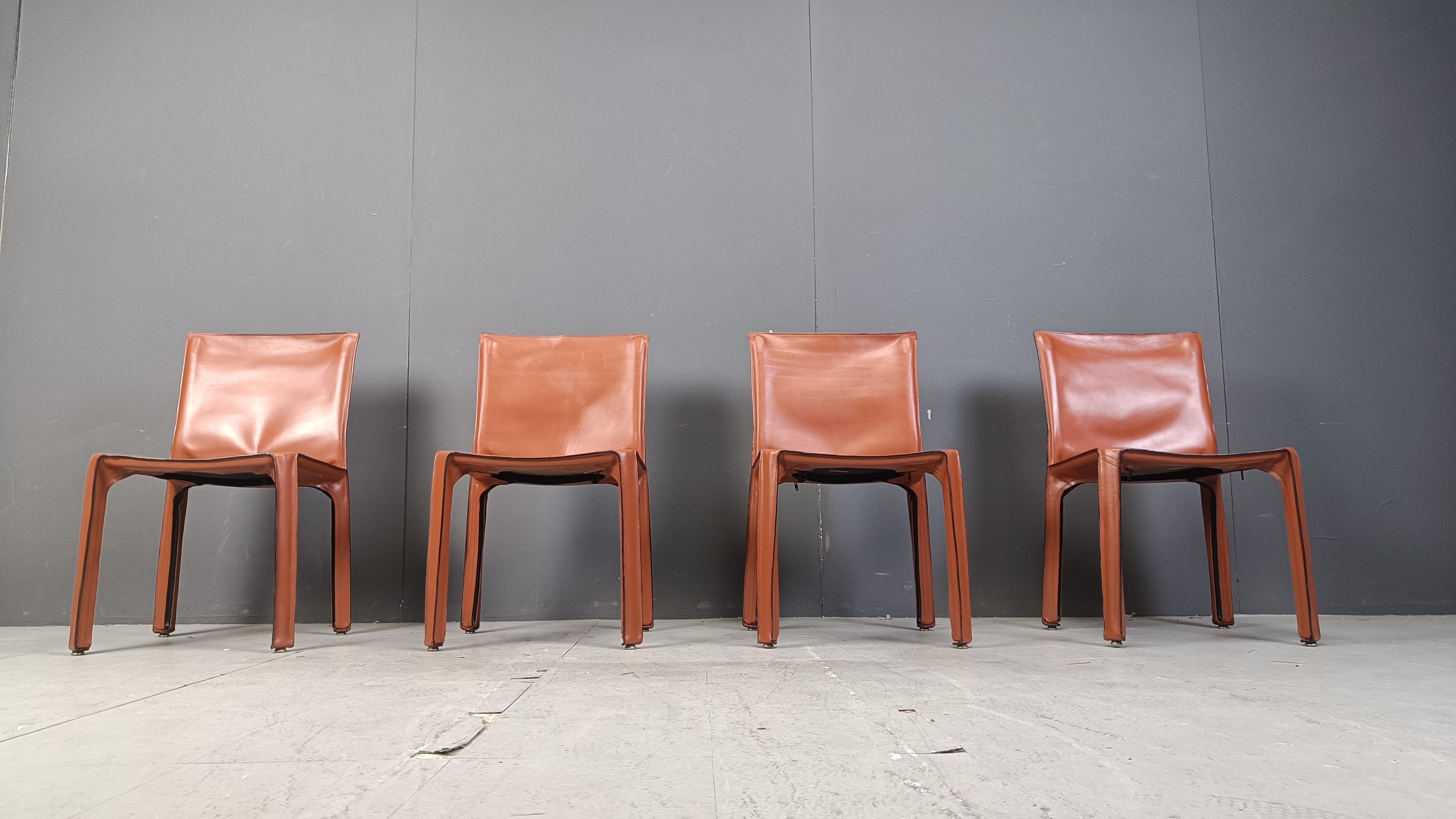 Italian Set of 4 Cassina Cab Chairs by Mario Bellini, 1980s