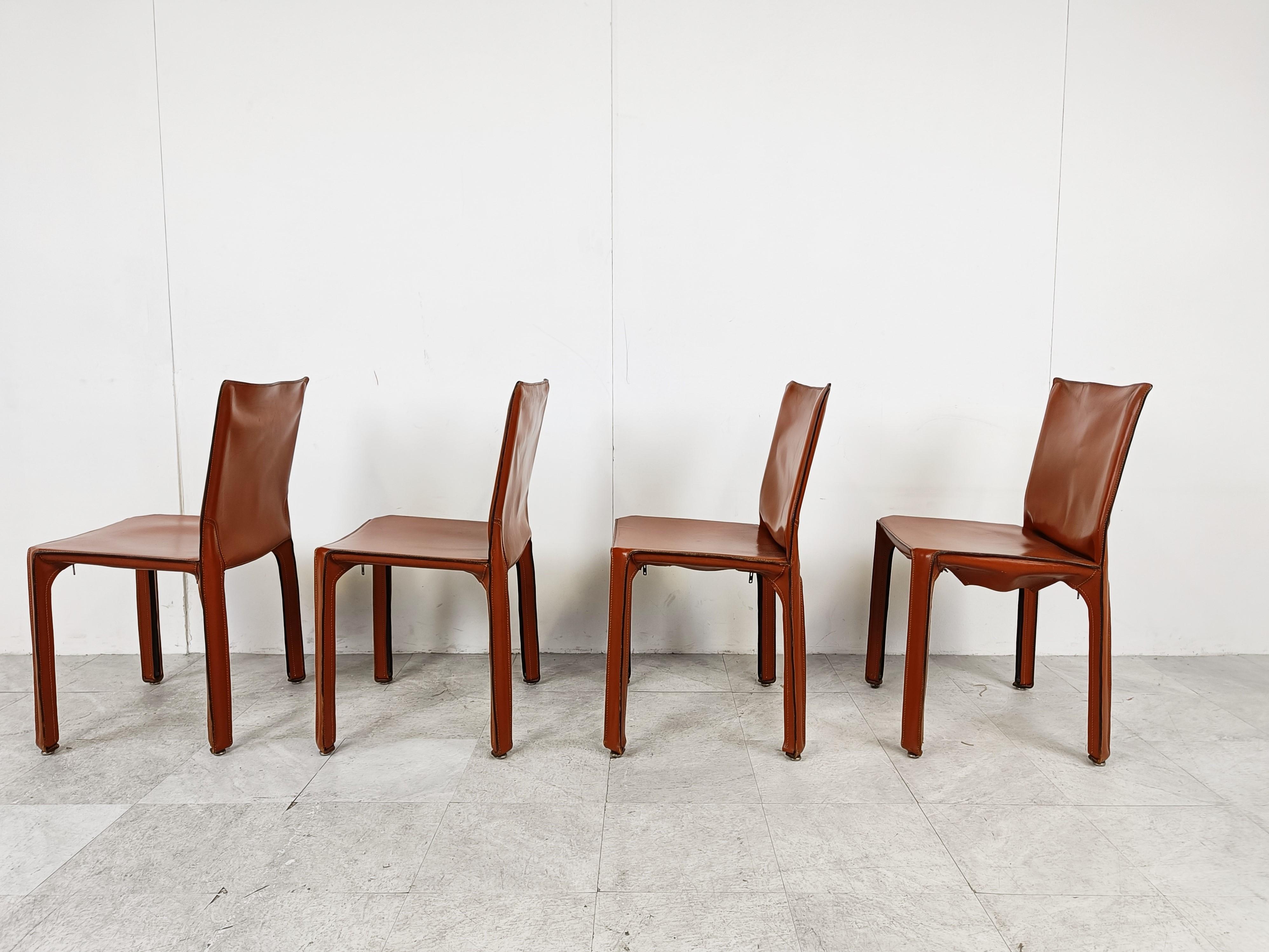Set of 4 Cassina Cab Chairs by Mario Bellini, 1980s In Good Condition In HEVERLEE, BE